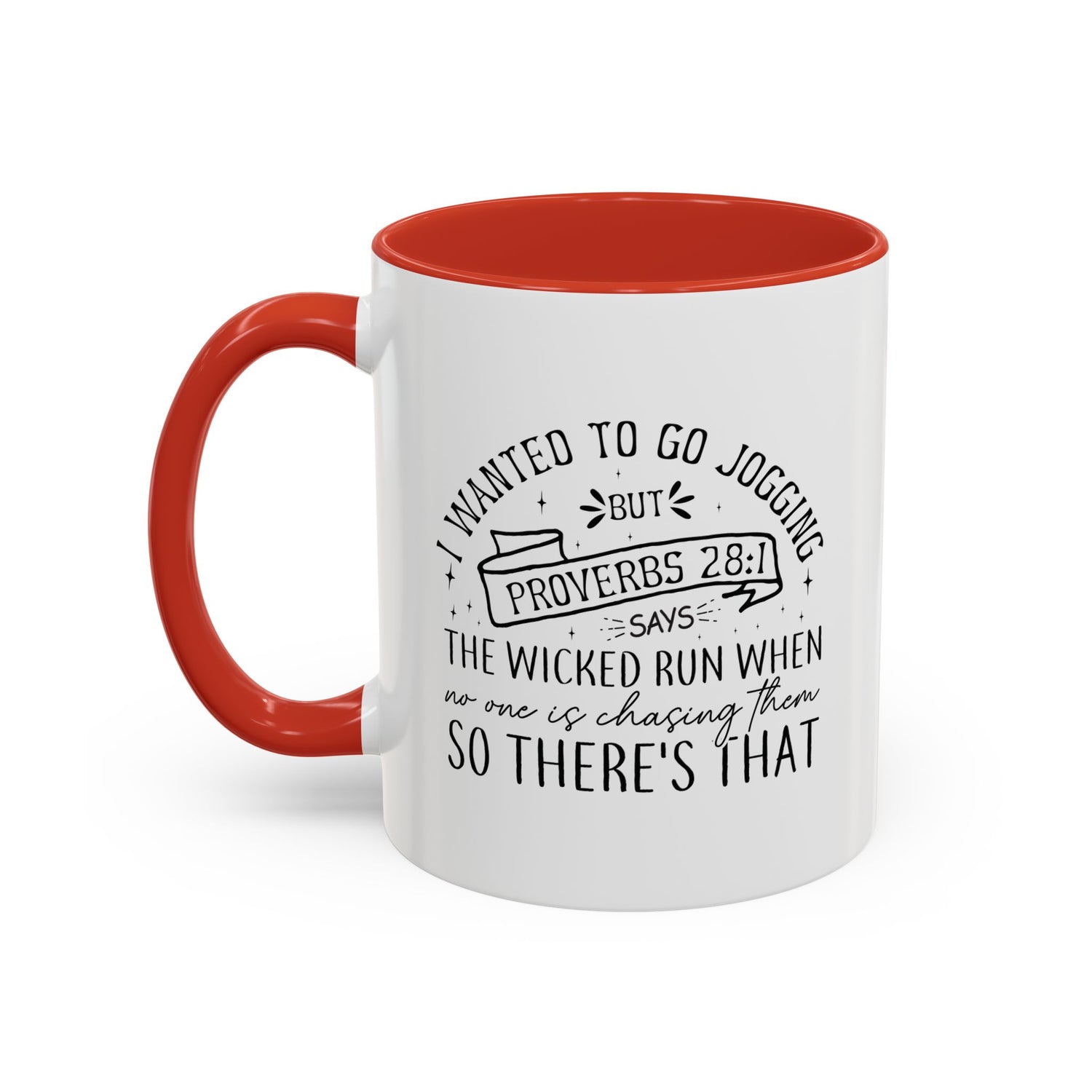 Inspirational Coffee Mug for Christian Joggers, Proverbs 28:1 Quote Mug, Funny Workout Gift, Motivational Drinkware, Exercise Humor