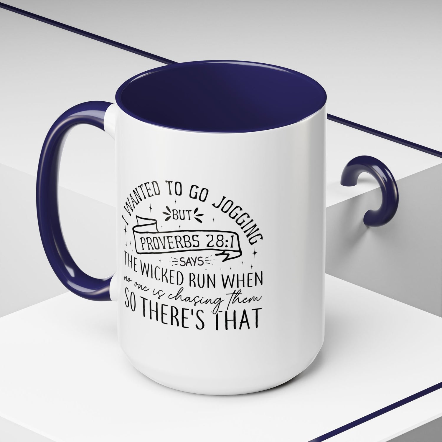 Inspirational Coffee Mug for Christian Joggers, Proverbs 28:1 Quote Mug, Funny Workout Gift, Motivational Drinkware, Exercise Humor