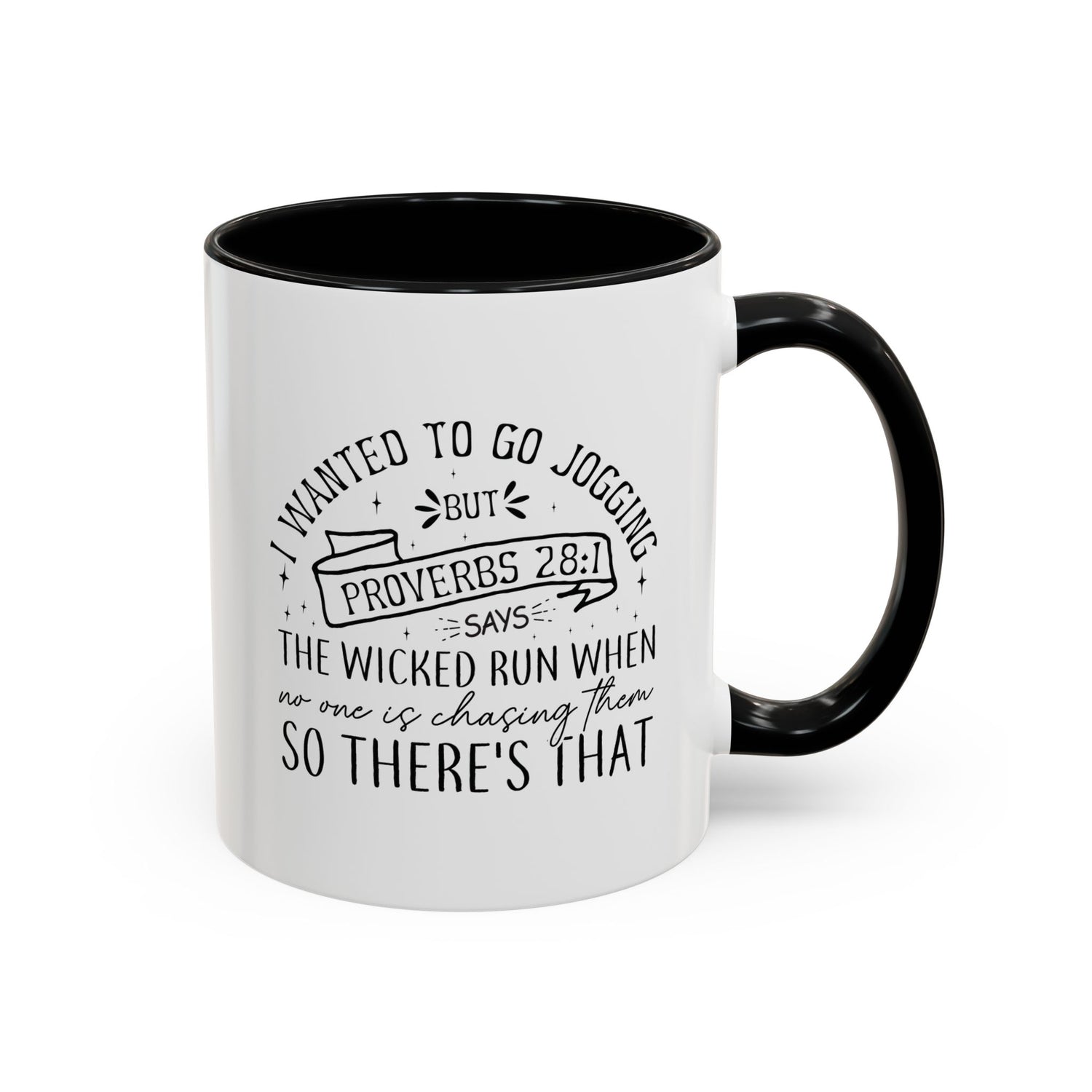 Inspirational Coffee Mug for Christian Joggers, Proverbs 28:1 Quote Mug, Funny Workout Gift, Motivational Drinkware, Exercise Humor