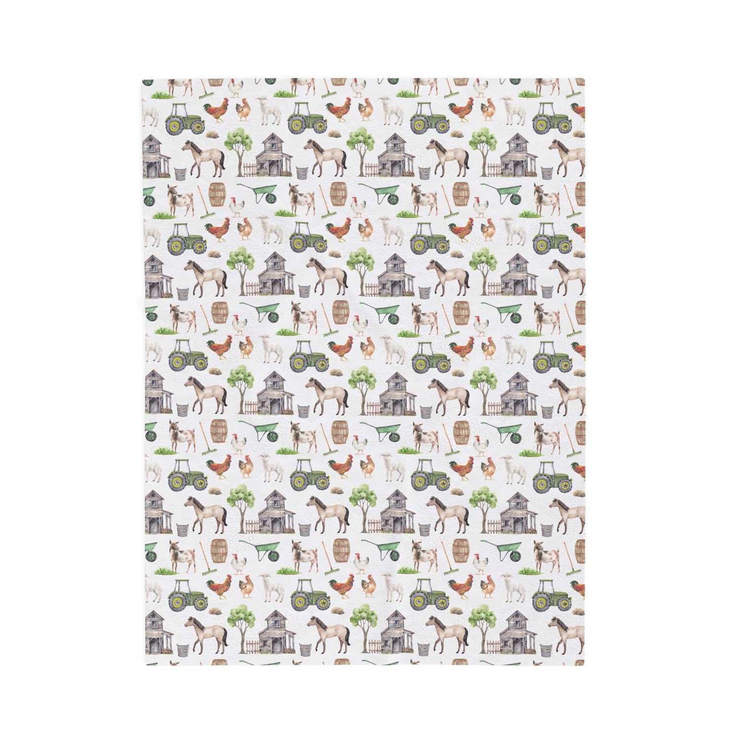 Cozy Farmhouse Velveteen Plush Blanket, Farm Animal Decor, Soft Throw for Kids, Farmhouse Gift, Nursery Bedding