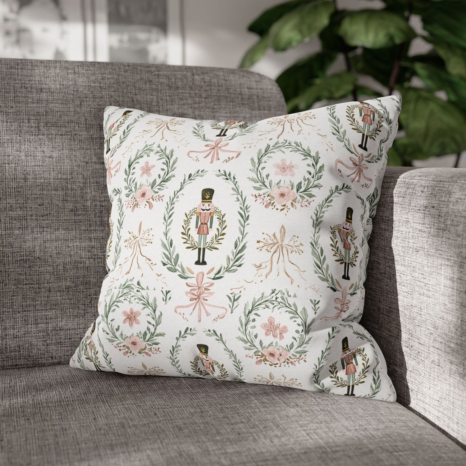 Nutcracker Holiday Throw Pillow Cover
