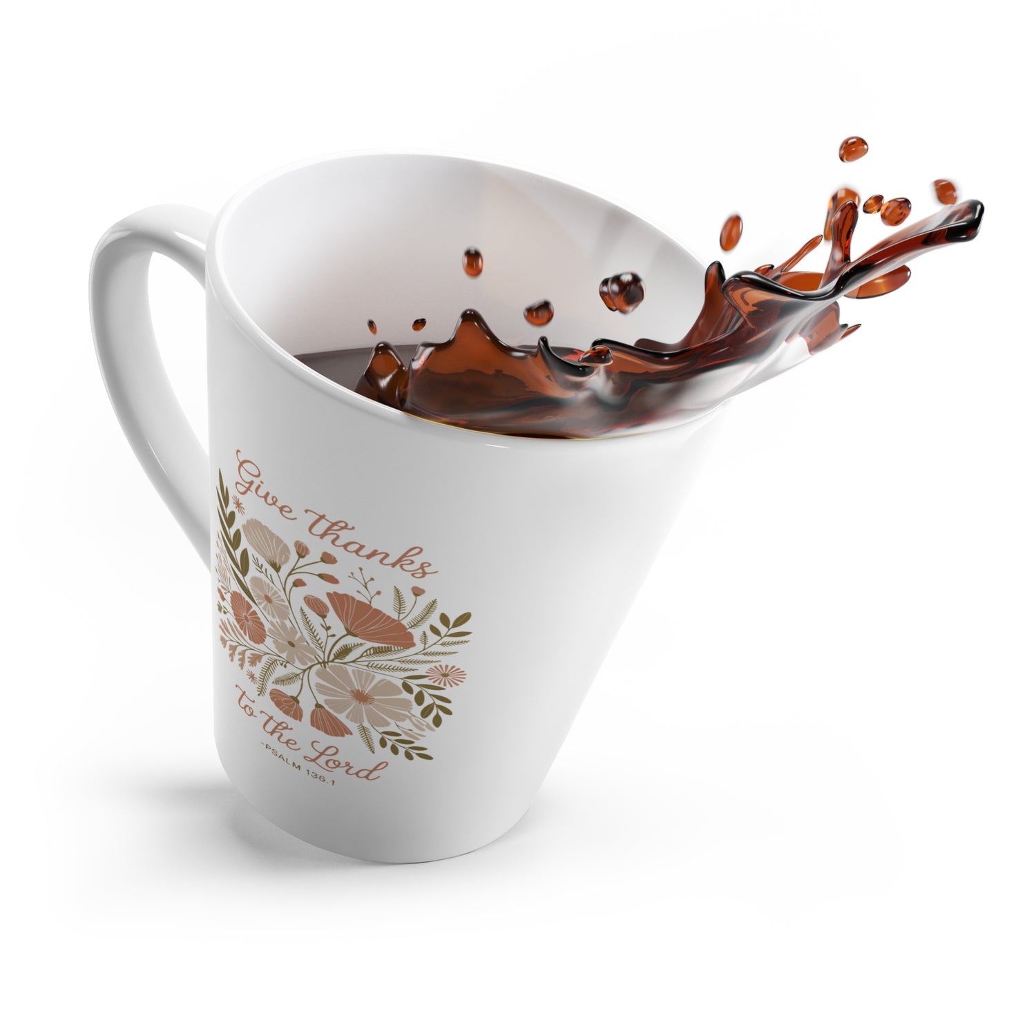 Floral Scripture Latte Mug, Inspirational Coffee Cup