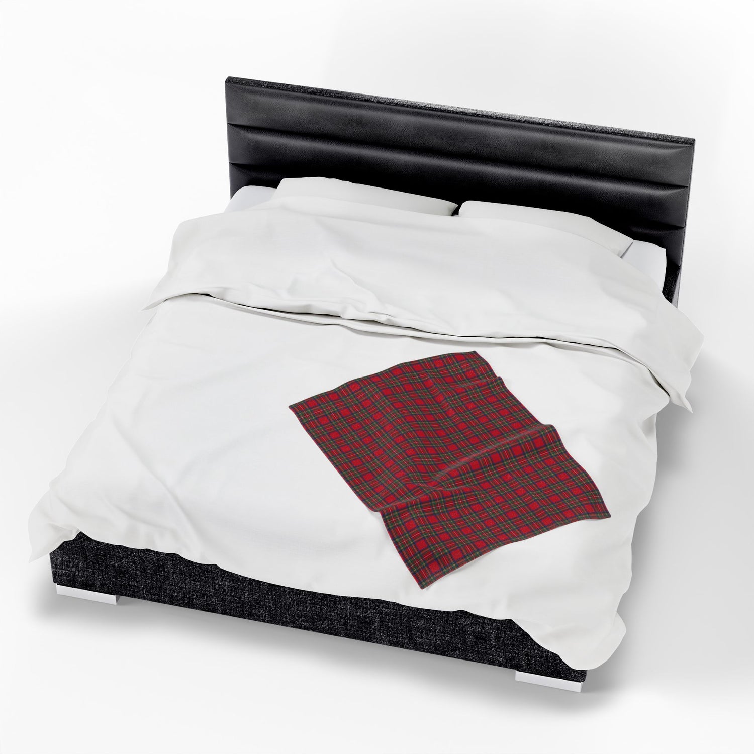 Cozy Plaid Velveteen Blanket Throw in Red Tartan Plaid