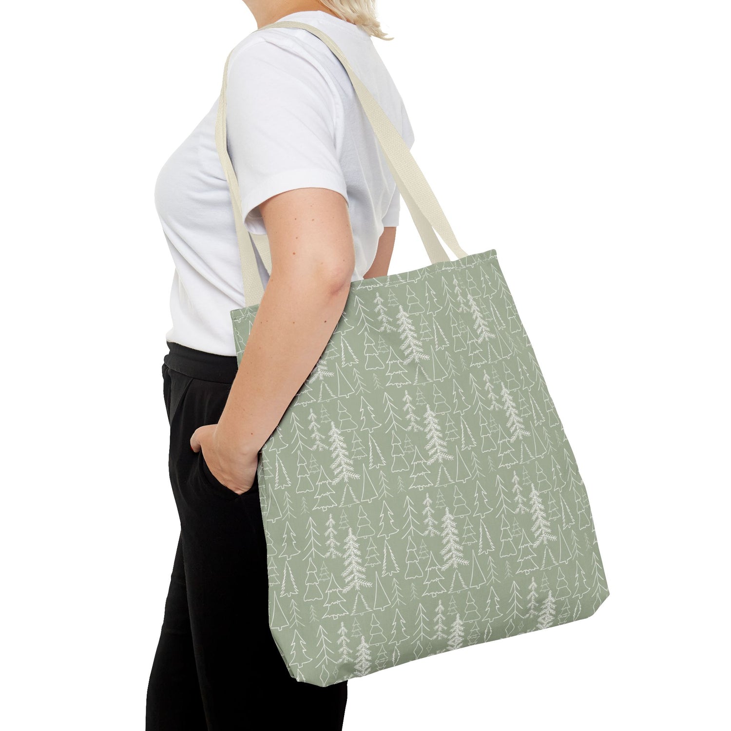 Cream Christmas Trees Tote Bag
