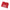 Folded red shirt with white text on a white background