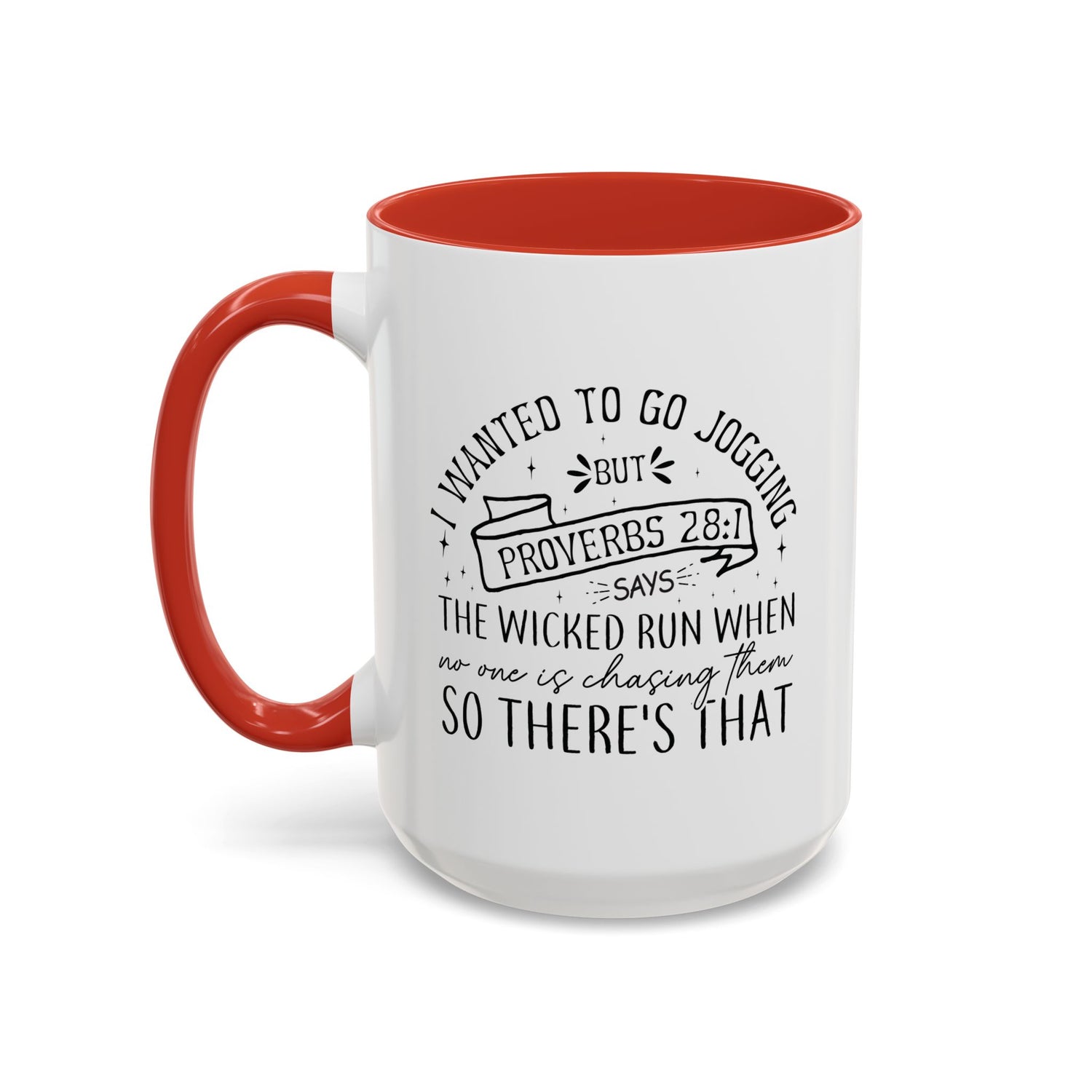 Inspirational Coffee Mug for Christian Joggers, Proverbs 28:1 Quote Mug, Funny Workout Gift, Motivational Drinkware, Exercise Humor