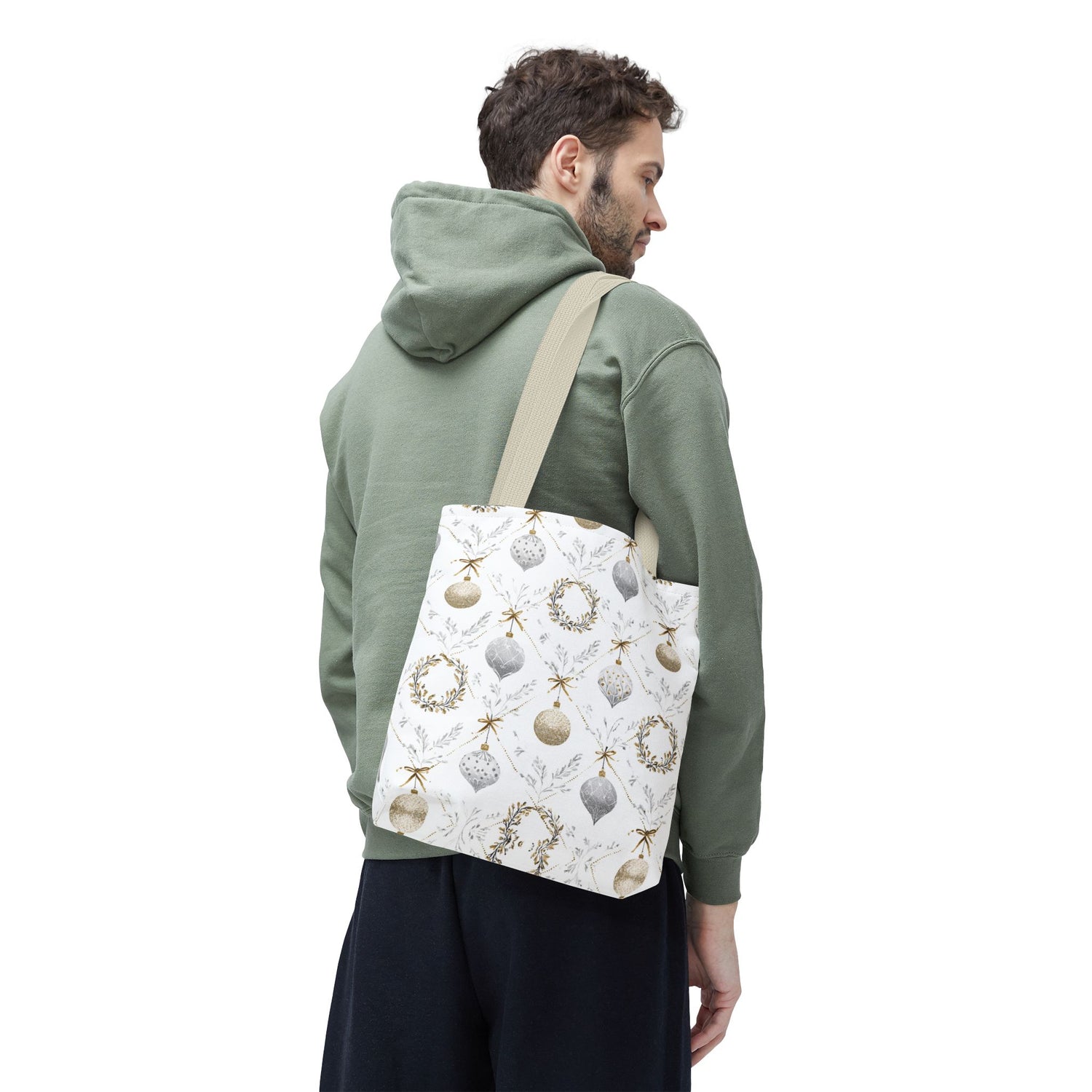 Elegant Christmas Tote Bag- Gold Silver Ornaments