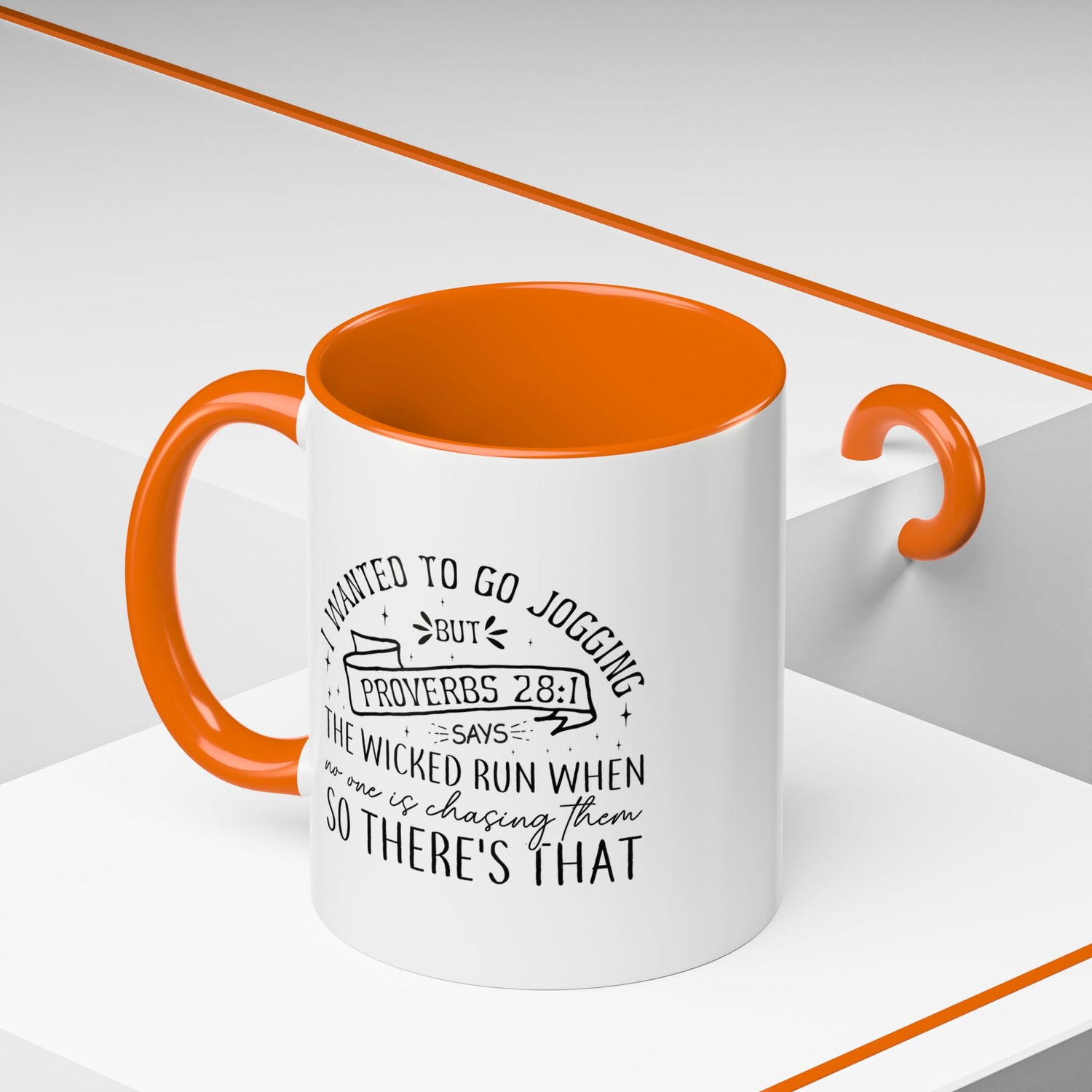 Inspirational Coffee Mug for Christian Joggers, Proverbs 28:1 Quote Mug, Funny Workout Gift, Motivational Drinkware, Exercise Humor