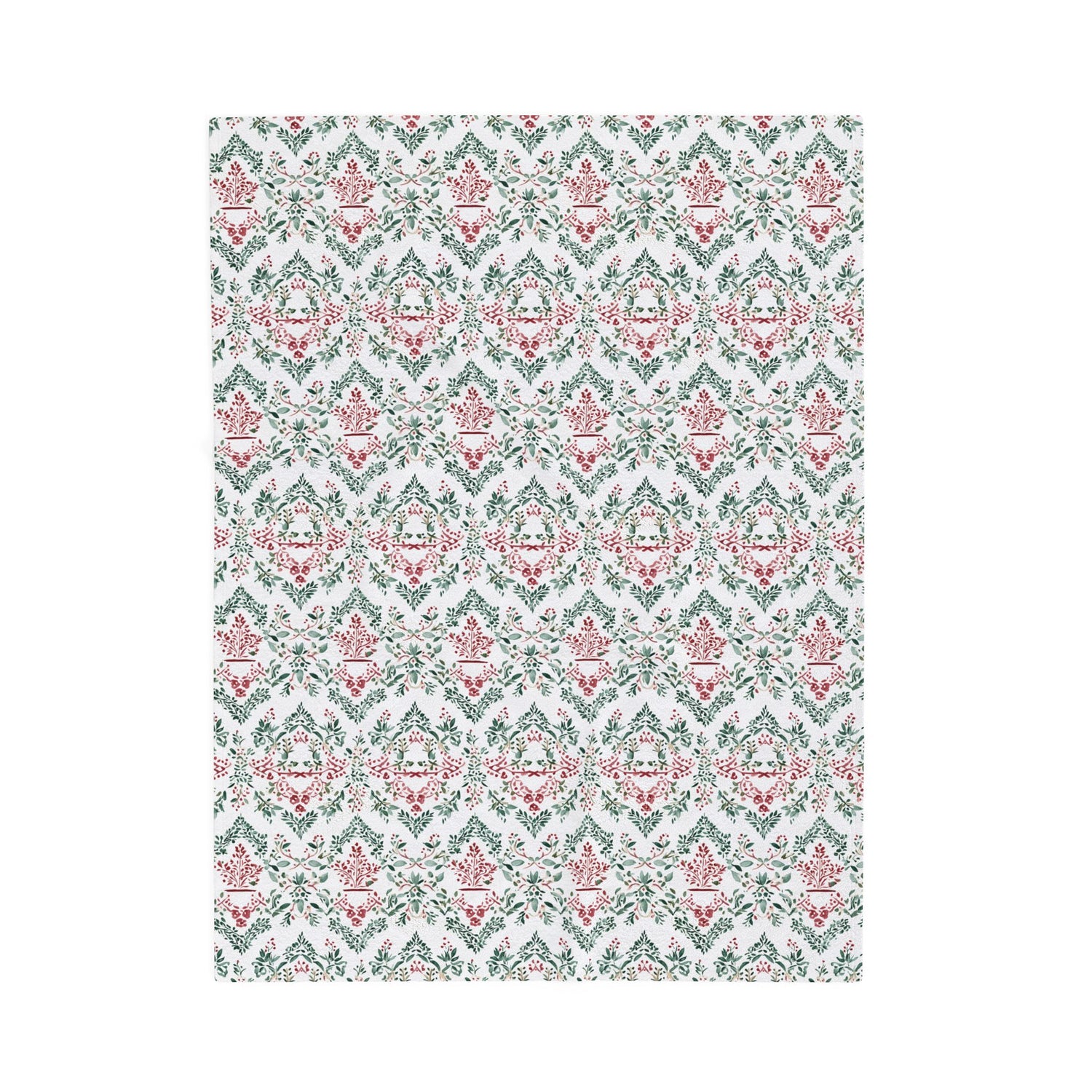 Festive Red and Green Cozy Velveteen Plush Blanket