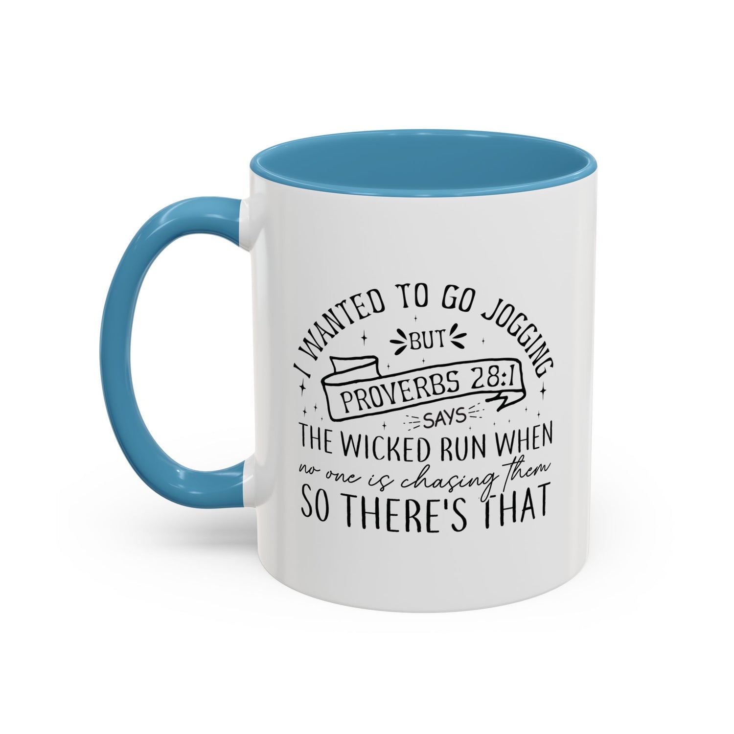 Inspirational Coffee Mug for Christian Joggers, Proverbs 28:1 Quote Mug, Funny Workout Gift, Motivational Drinkware, Exercise Humor