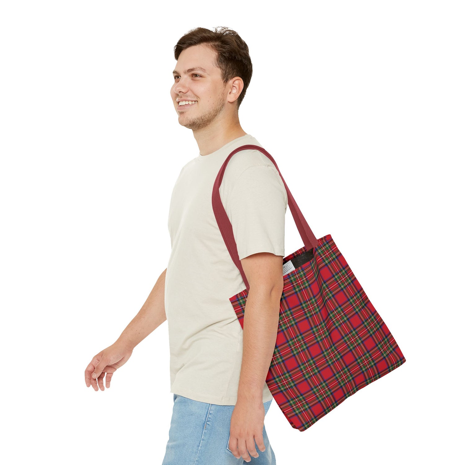 Red Christmas Plaid Tote Bag