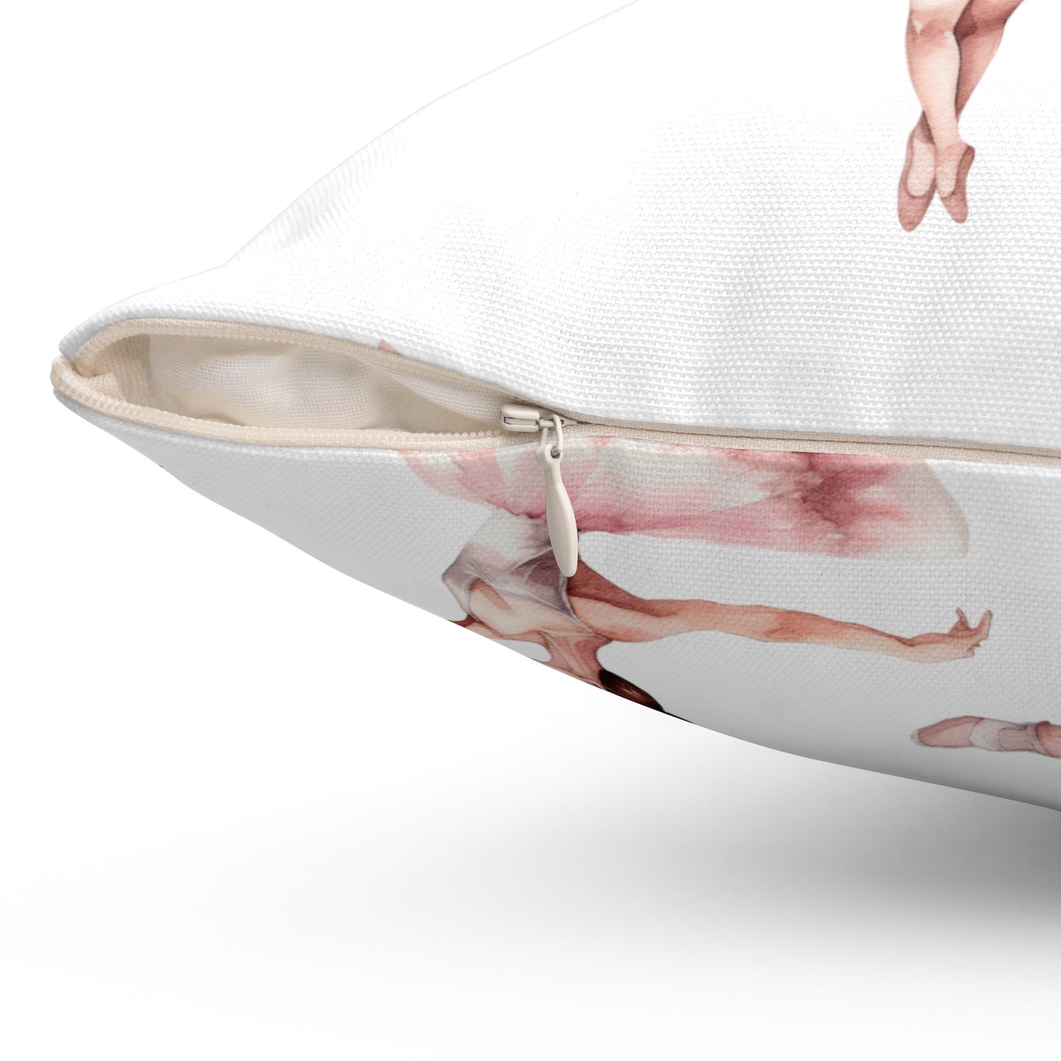 Spun Polyester Square Pillow With Removable Cover Watercolor Ballerina Pink Blue