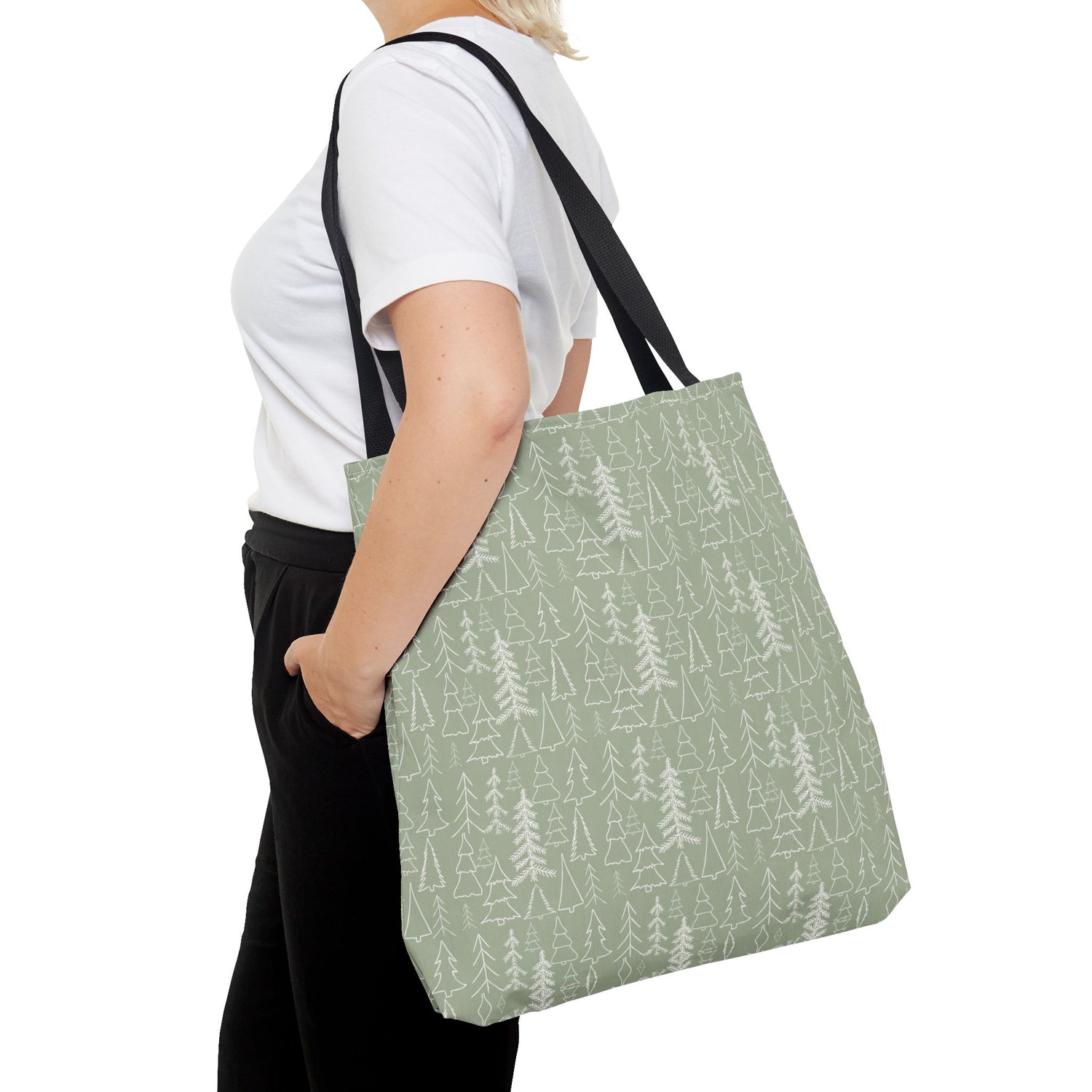 Cream Christmas Trees Tote Bag