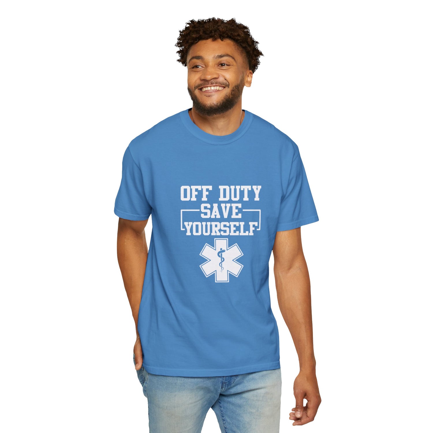 Unisex Off Duty T-Shirt, EMS Gift, First Responder Tee, Paramedic Humor Shirt, Casual Wear, Emergency Services Apparel