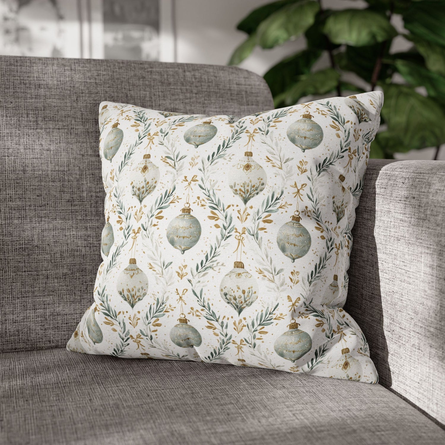 Elegant Holiday Ornament Throw Pillow Covers