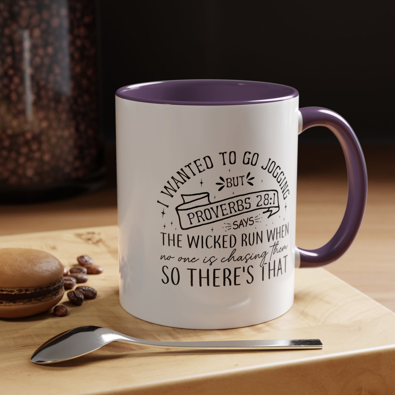 Inspirational Coffee Mug for Christian Joggers, Proverbs 28:1 Quote Mug, Funny Workout Gift, Motivational Drinkware, Exercise Humor