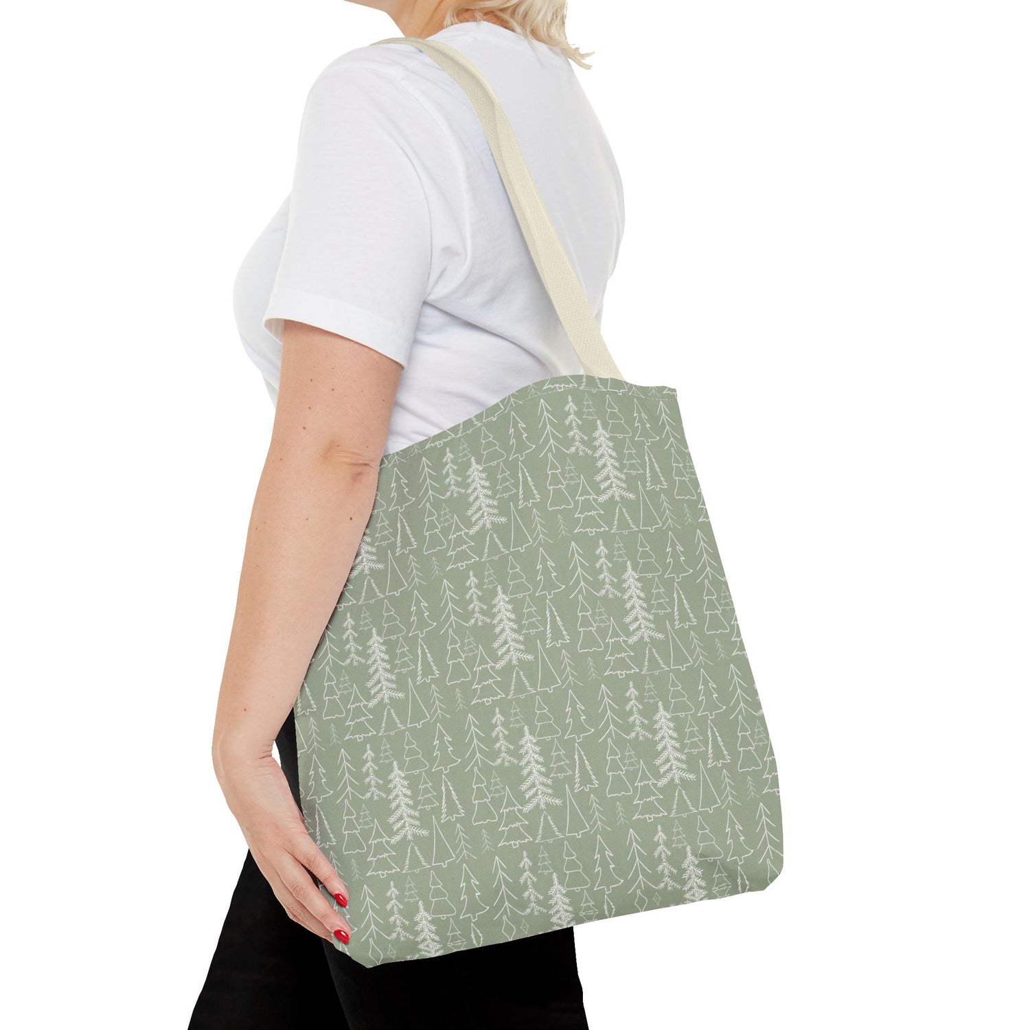 Cream Christmas Trees Tote Bag