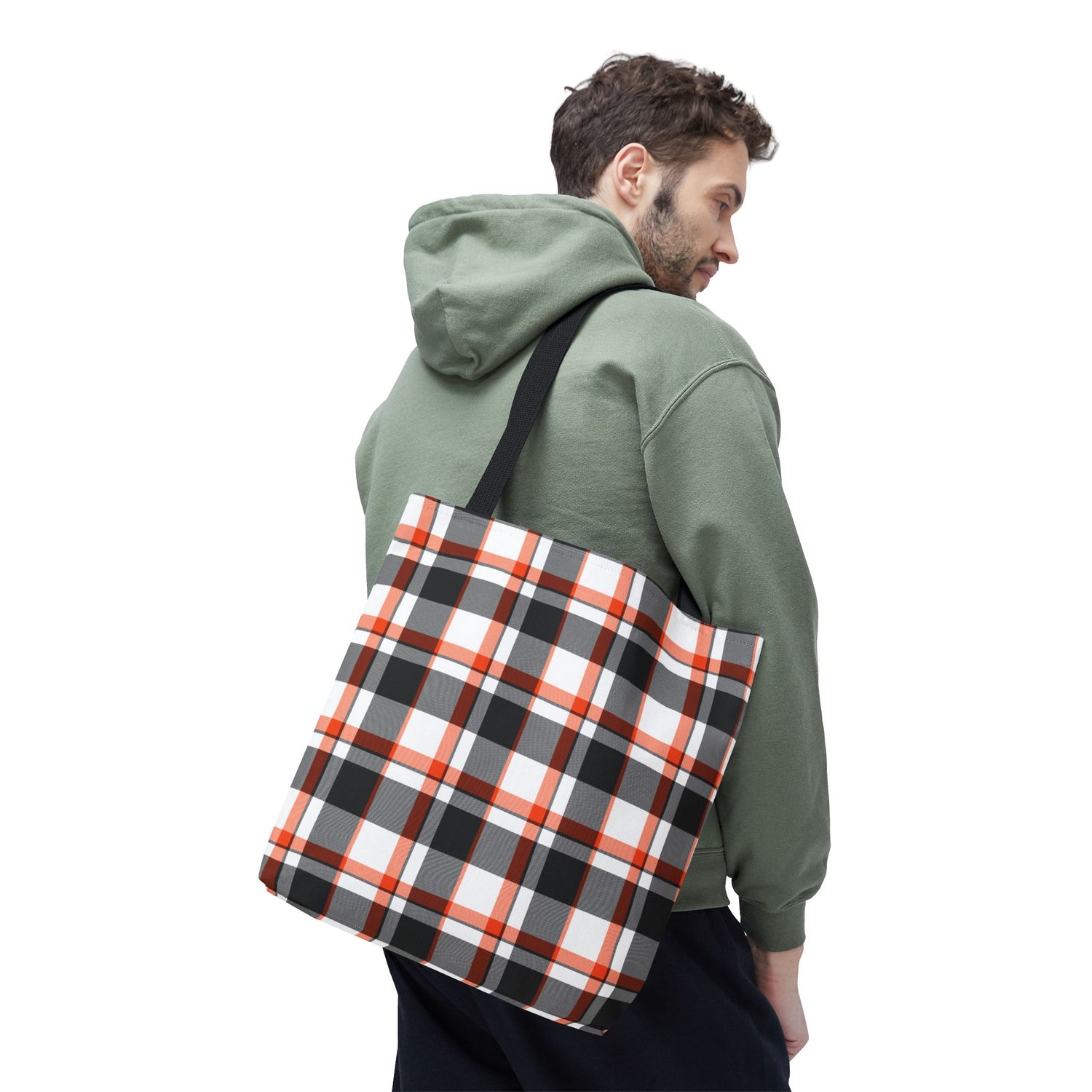 Fall Plaid Black Orange Tote Bag