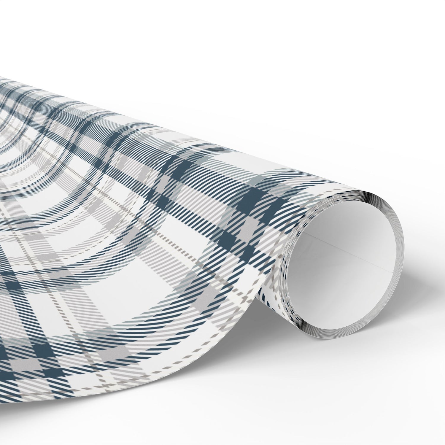 Premium Wrapping Paper -Grey Blue Plaid