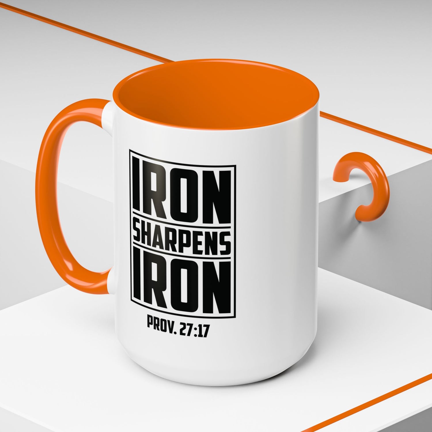 Iron Sharpens Iron Coffee Mug - Inspirational Gift for Friends, Motivational Mug, Proverbs 27:17, Home Office Coffee Cup, Encouragement Mug