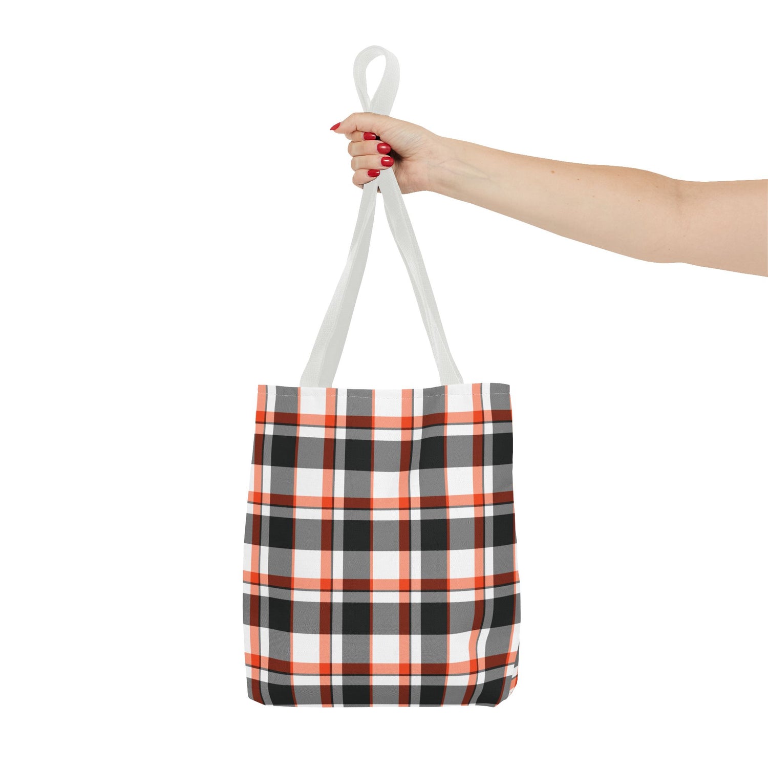 Fall Plaid Black Orange Tote Bag