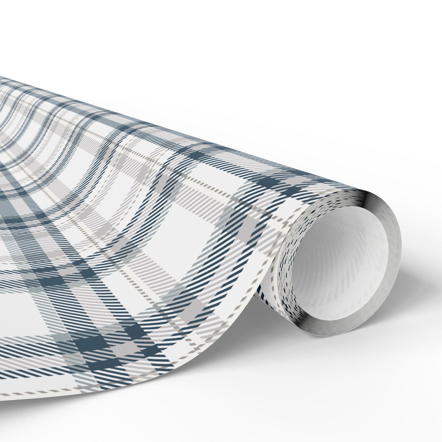 Premium Wrapping Paper -Grey Blue Plaid