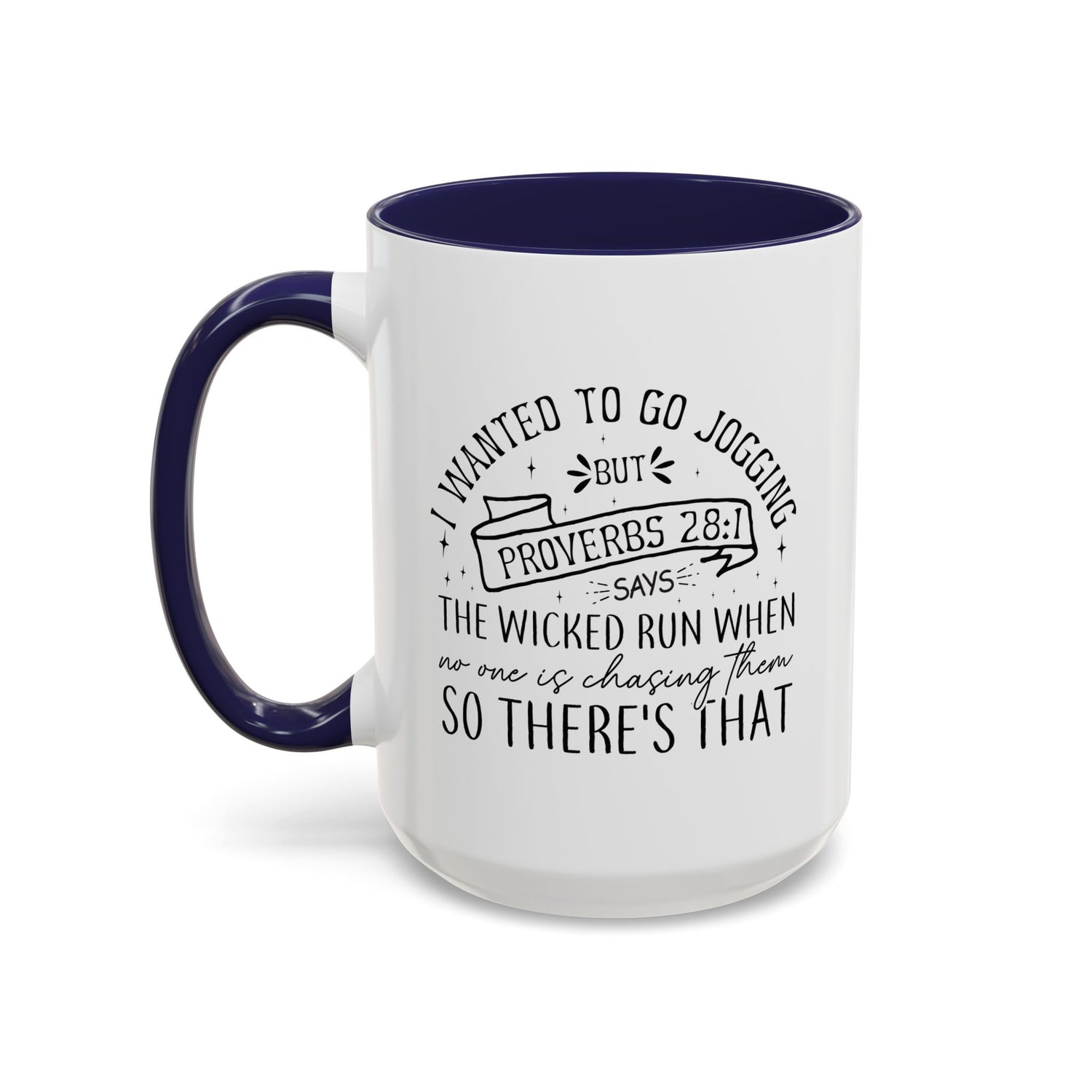Inspirational Coffee Mug for Christian Joggers, Proverbs 28:1 Quote Mug, Funny Workout Gift, Motivational Drinkware, Exercise Humor