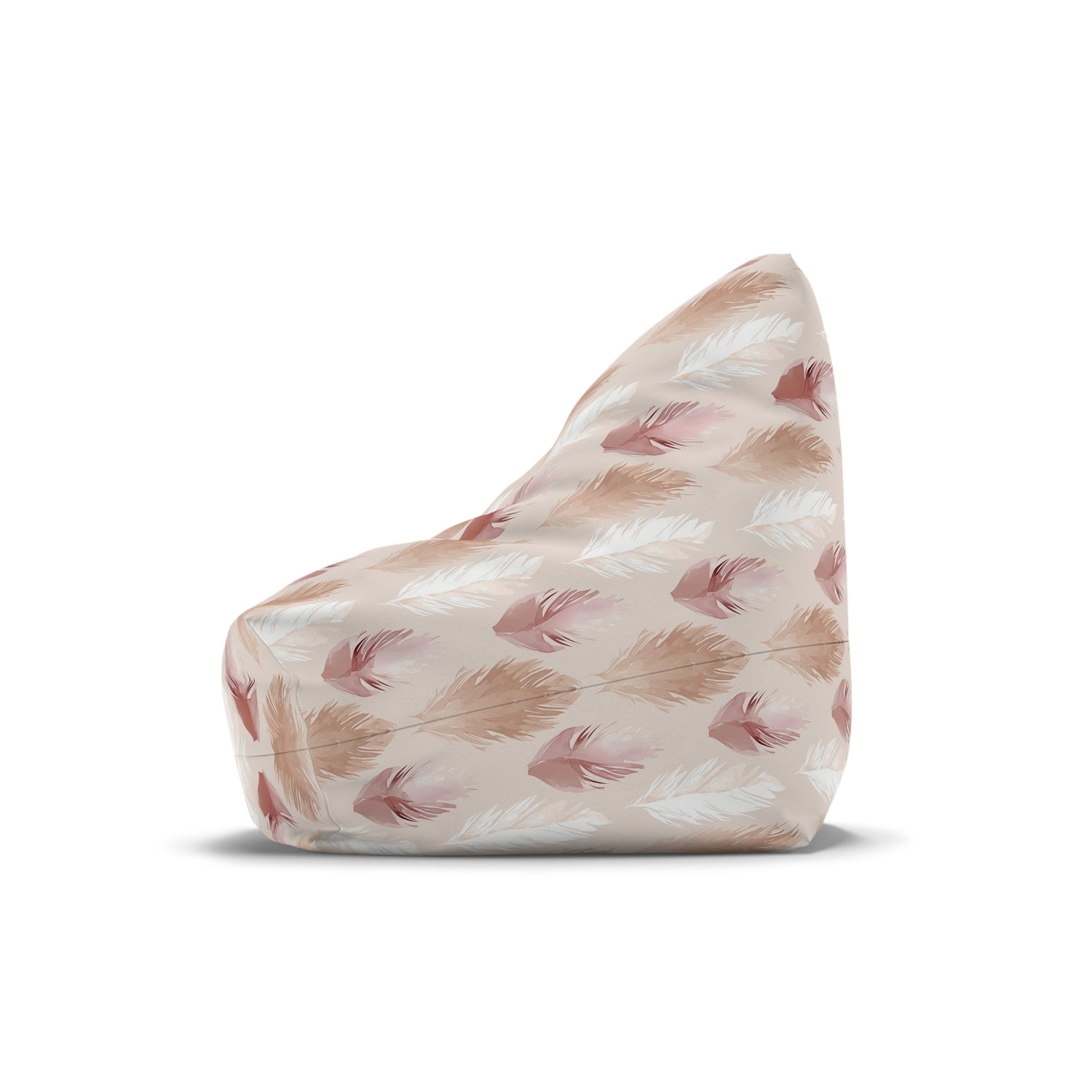 Boho Pink Cream Feathers Bean Bag Chair Cover