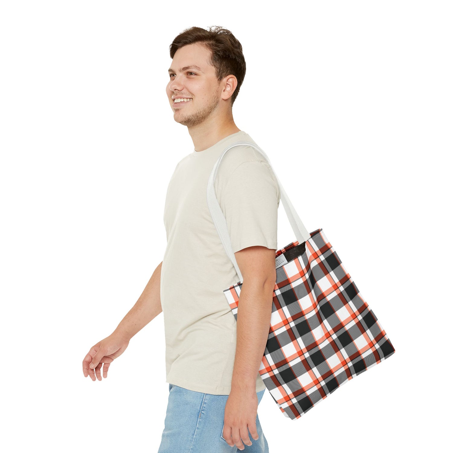 Fall Plaid Black Orange Tote Bag