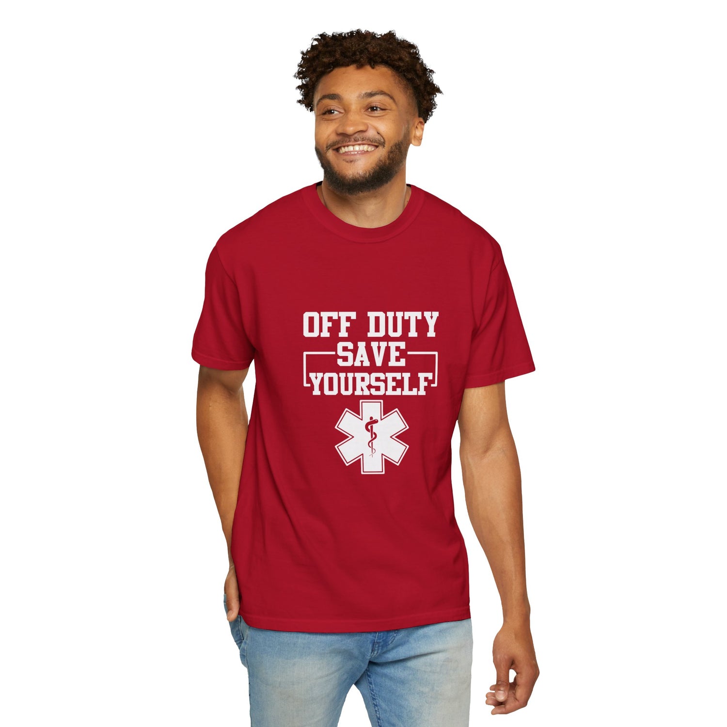 Unisex Off Duty T-Shirt, EMS Gift, First Responder Tee, Paramedic Humor Shirt, Casual Wear, Emergency Services Apparel