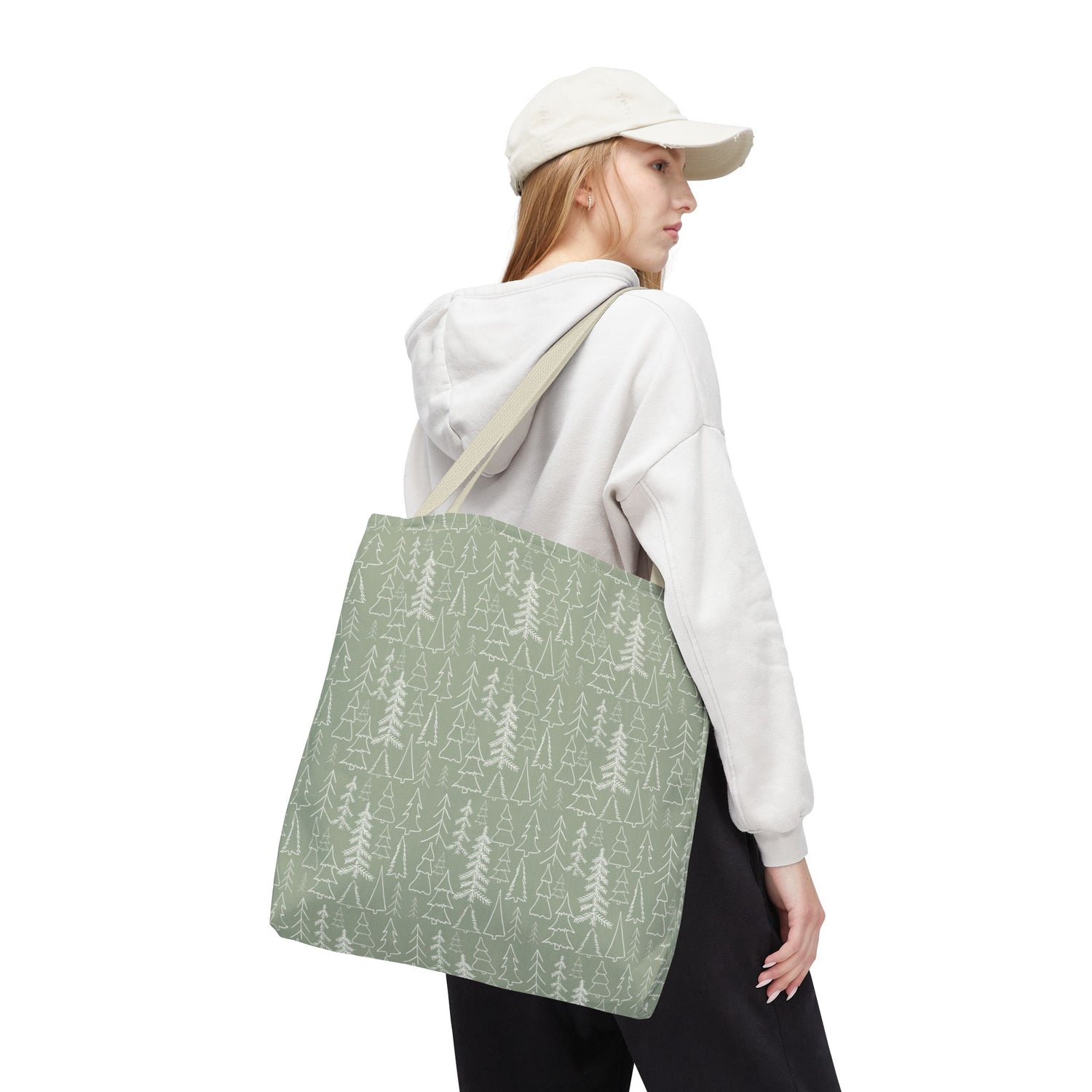 Cream Christmas Trees Tote Bag