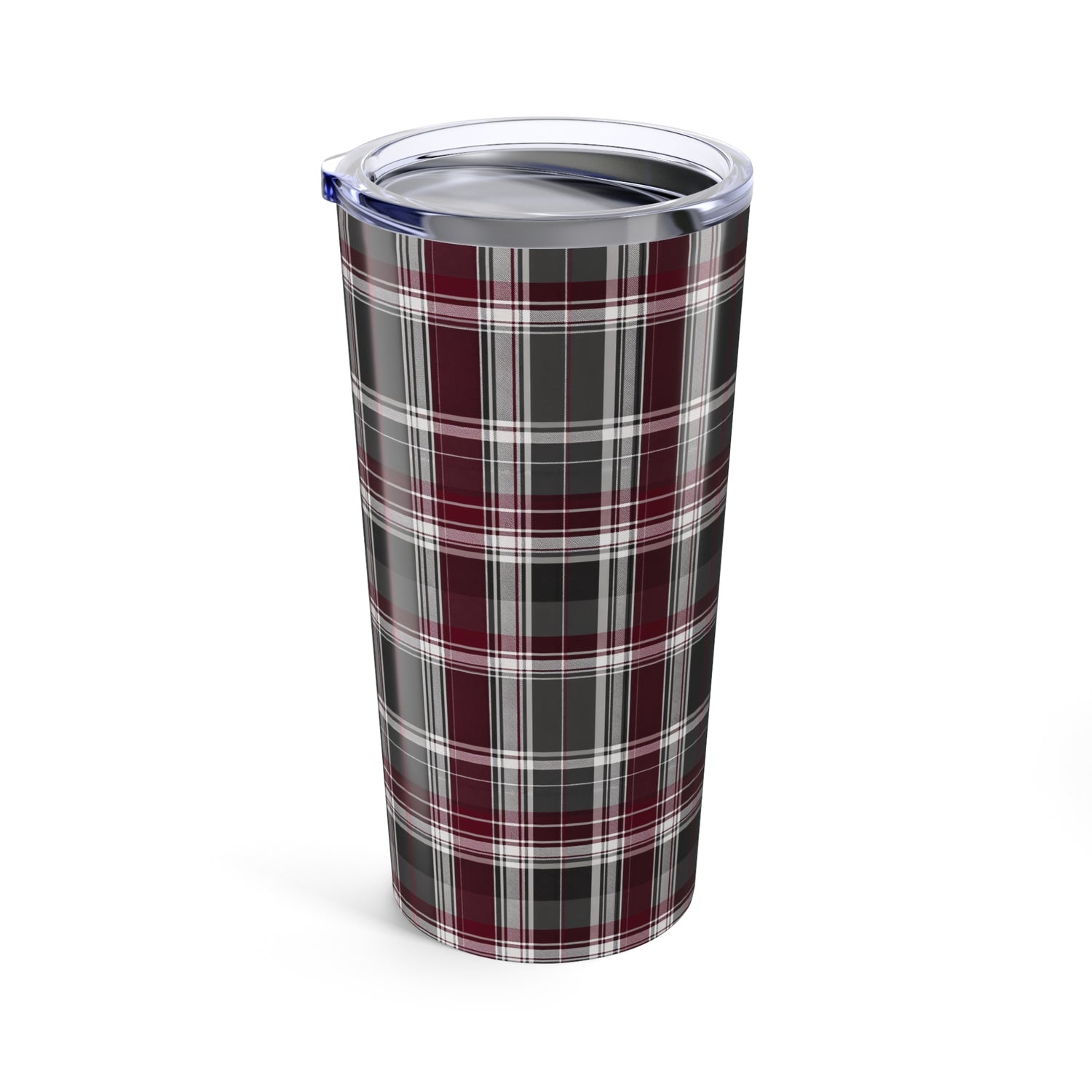 Burgundy Grey Plaid 20oz Stainless Tumbler