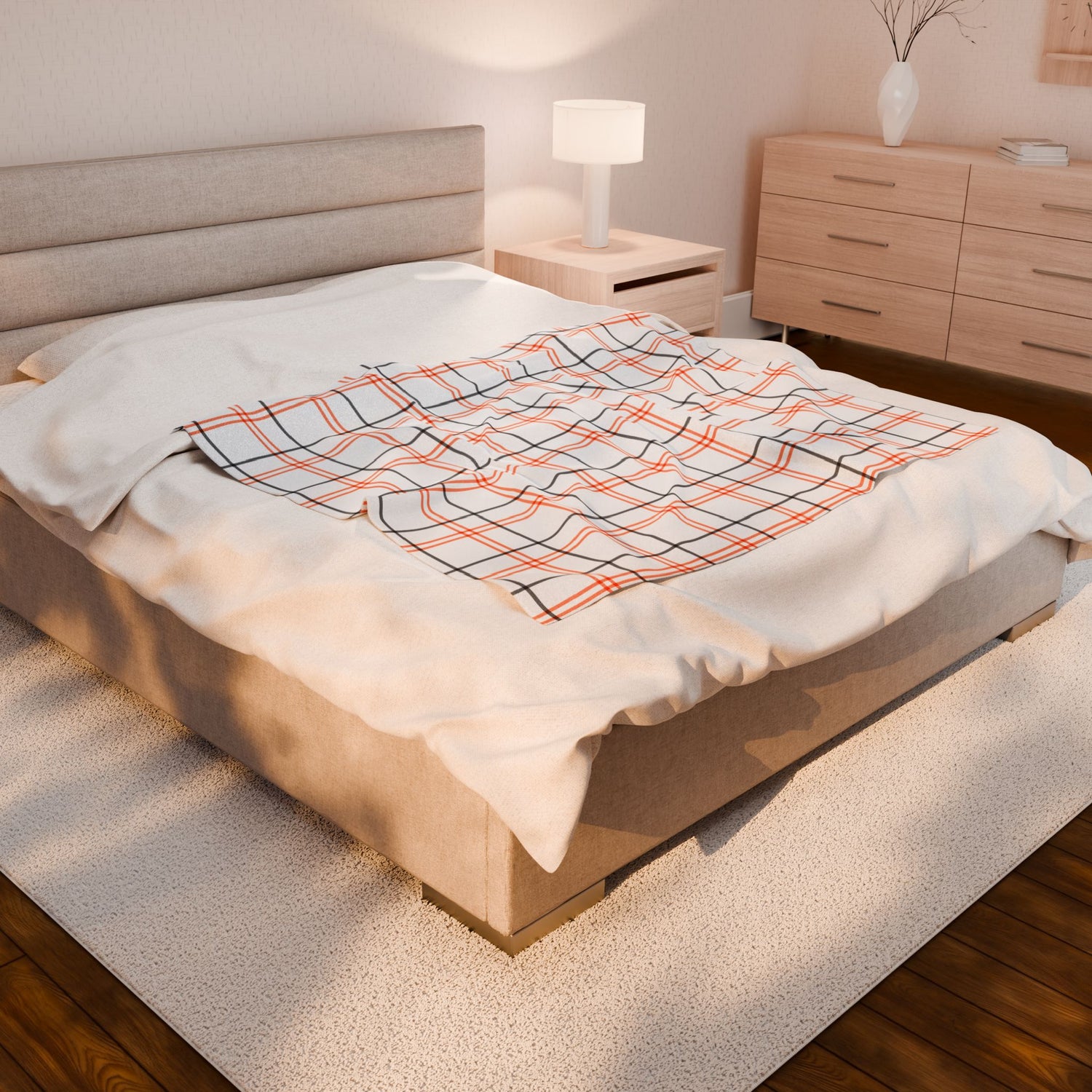 Cozy Velveteen Plush Blanket, Warm Throw Blanket, Gift for Home Decor, Perfect for Cozy Nights, Checkered Design Blanket, Winter Essentials