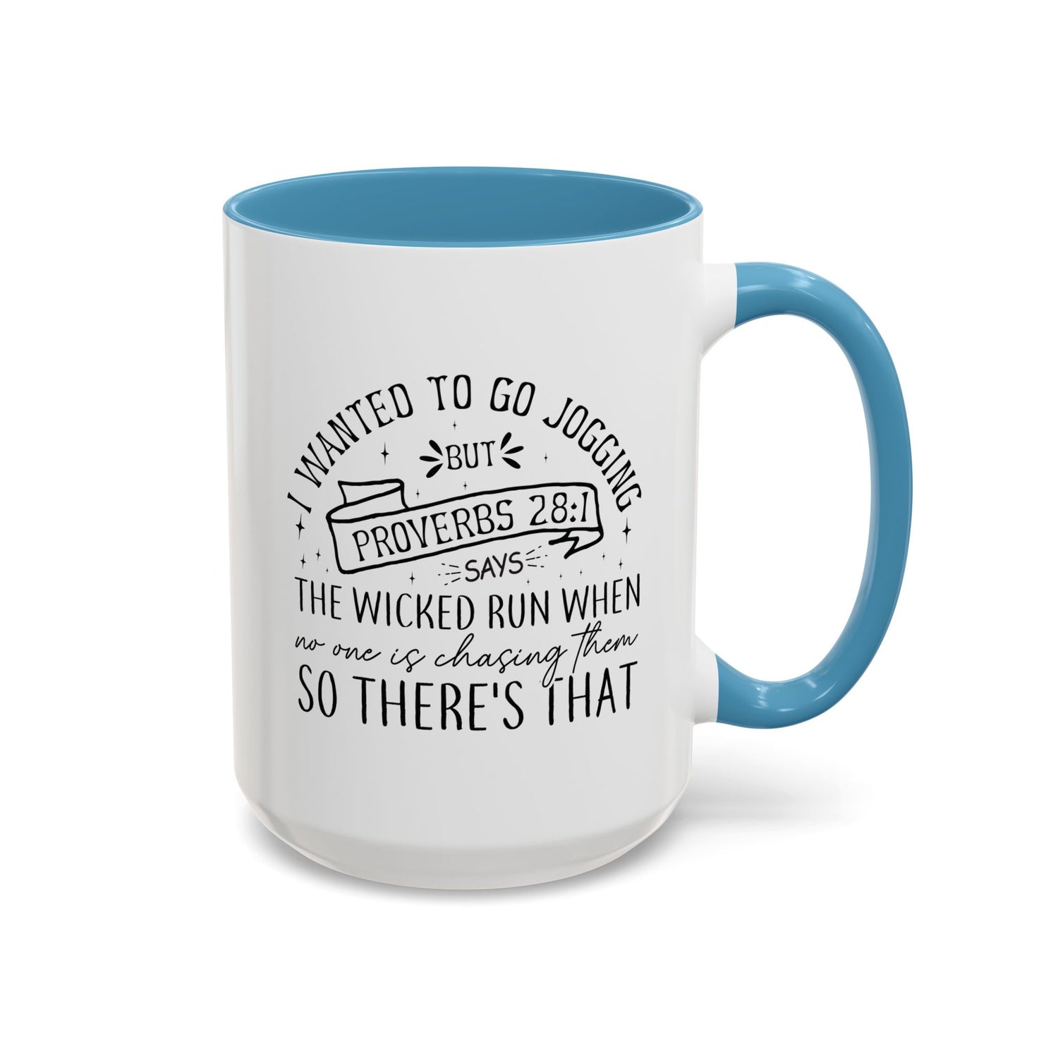 Inspirational Coffee Mug for Christian Joggers, Proverbs 28:1 Quote Mug, Funny Workout Gift, Motivational Drinkware, Exercise Humor