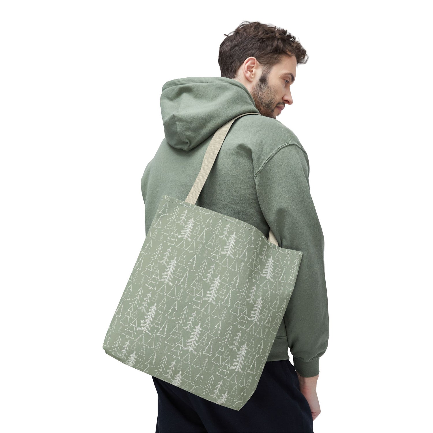 Cream Christmas Trees Tote Bag
