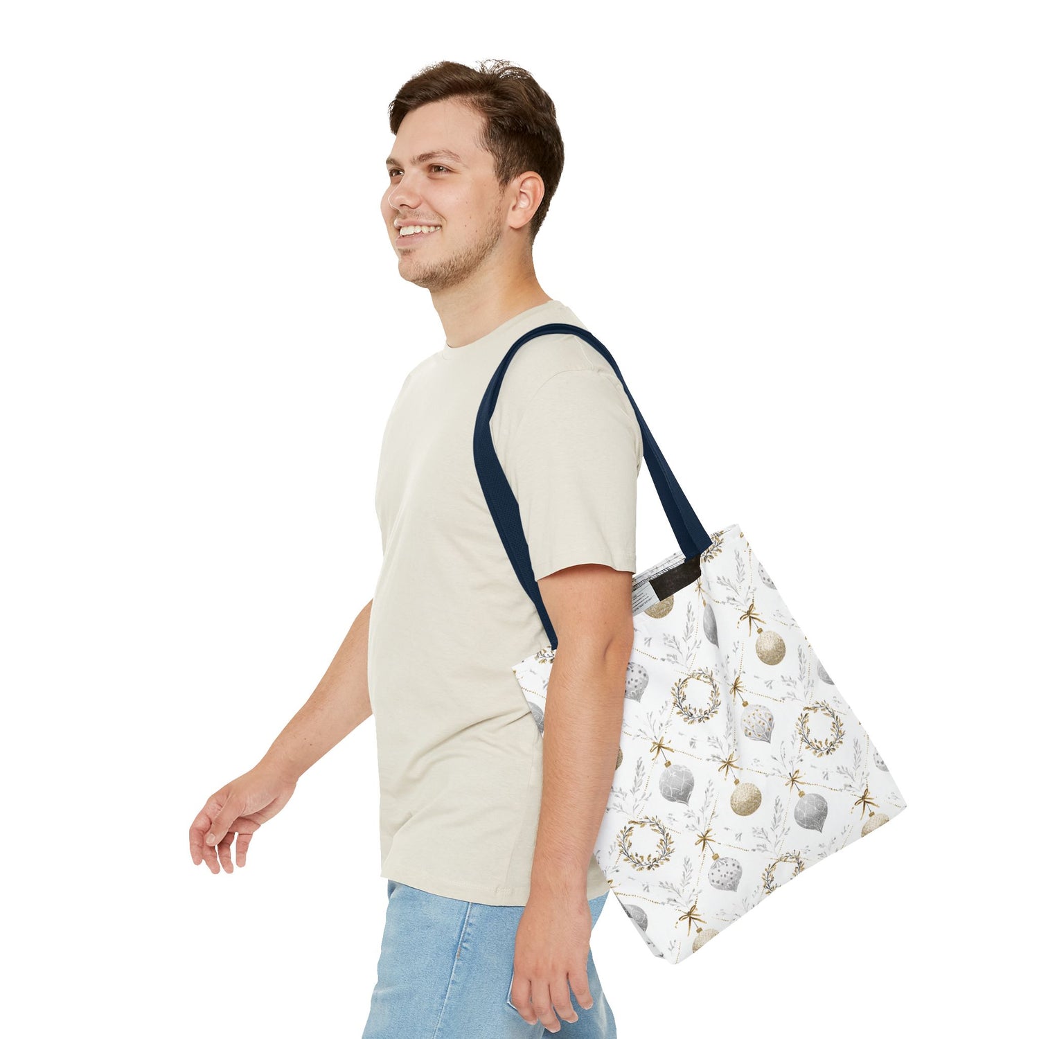 Elegant Christmas Tote Bag- Gold Silver Ornaments