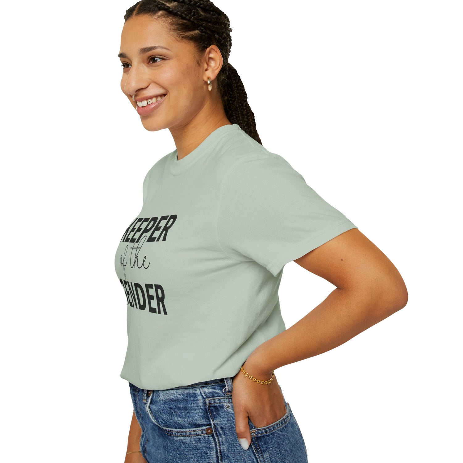 Unisex Garment-Dyed T-Shirt with 'Keeper of the Gender' Print | Funny New Baby Shirt, Casual Wear, Gender Reveal