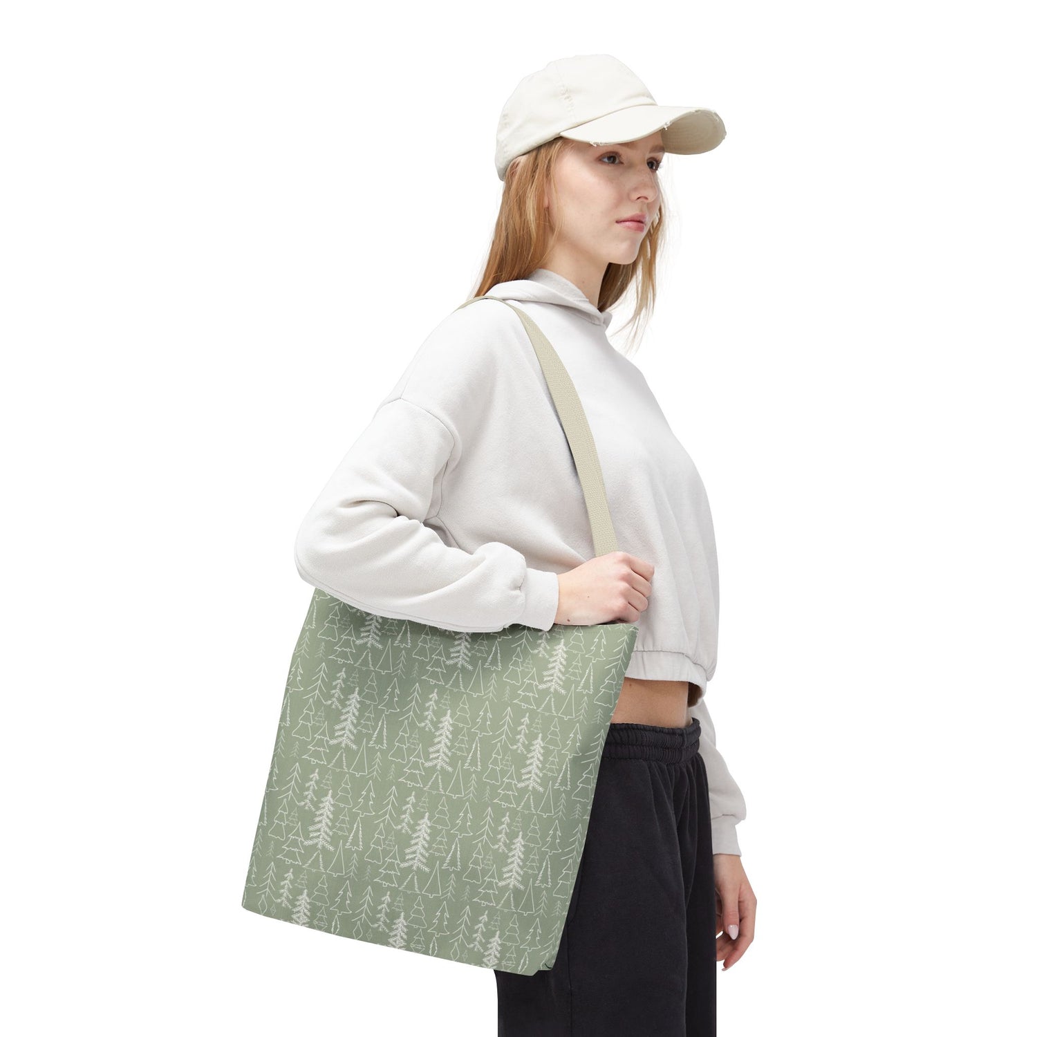Cream Christmas Trees Tote Bag
