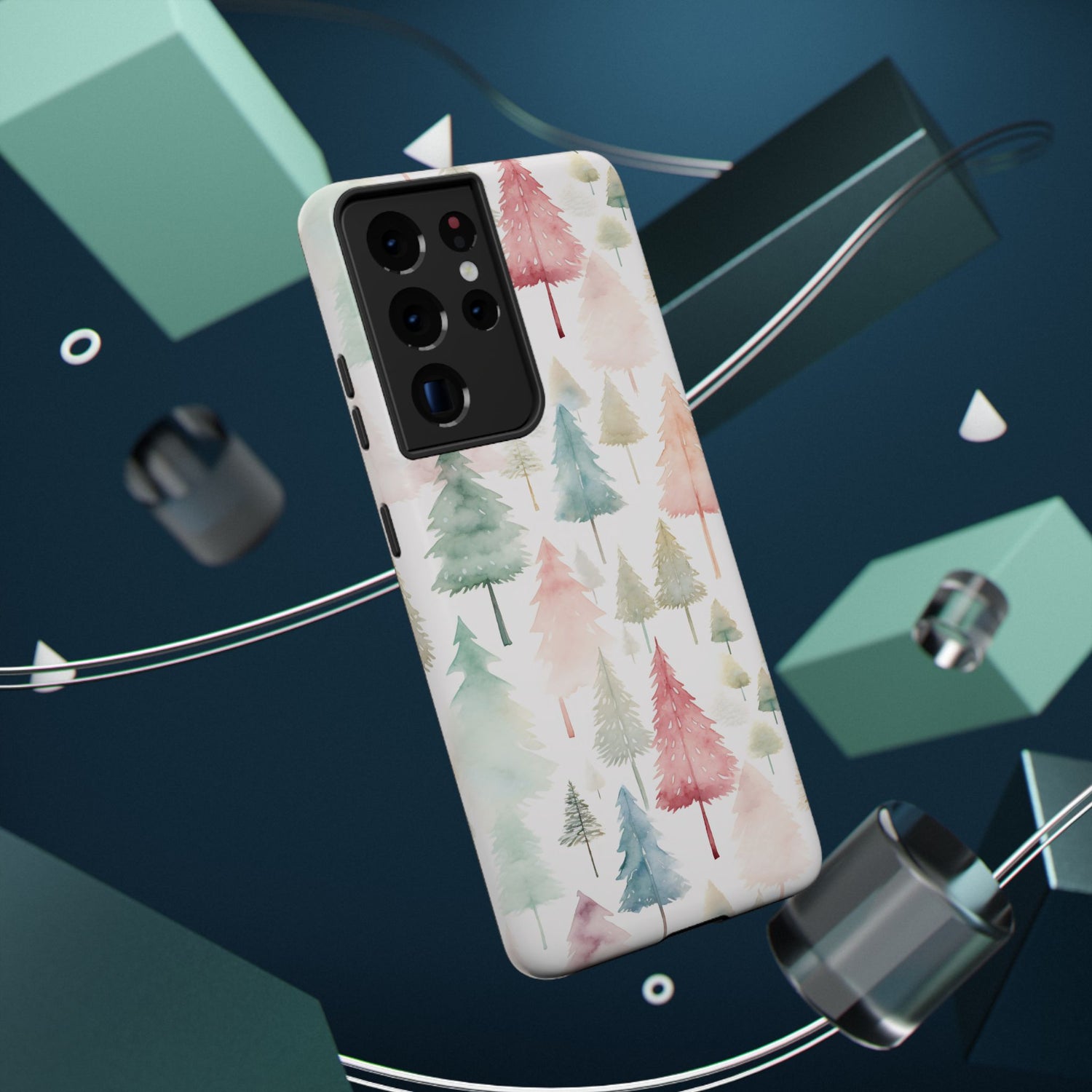 Watercolor Christmas Trees Impact-Resistant Phone Case, iPhone, Samsung