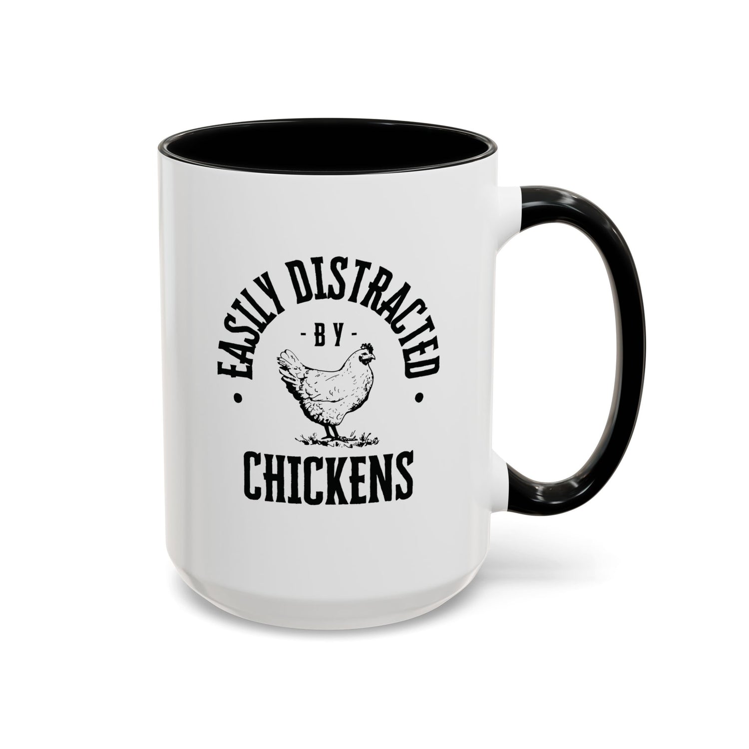 Funny Mug/Chicken Lover/Funny Gift/Gifts under 20/Accent Coffee Mug, 11oz "Easily Distracted By Chickens"