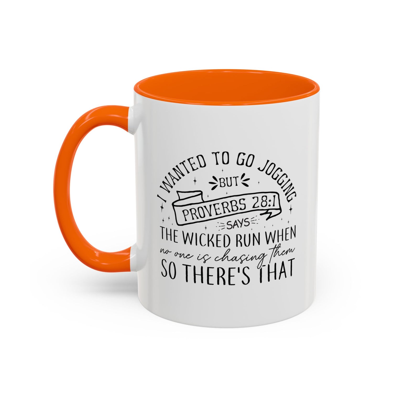 Inspirational Coffee Mug for Christian Joggers, Proverbs 28:1 Quote Mug, Funny Workout Gift, Motivational Drinkware, Exercise Humor