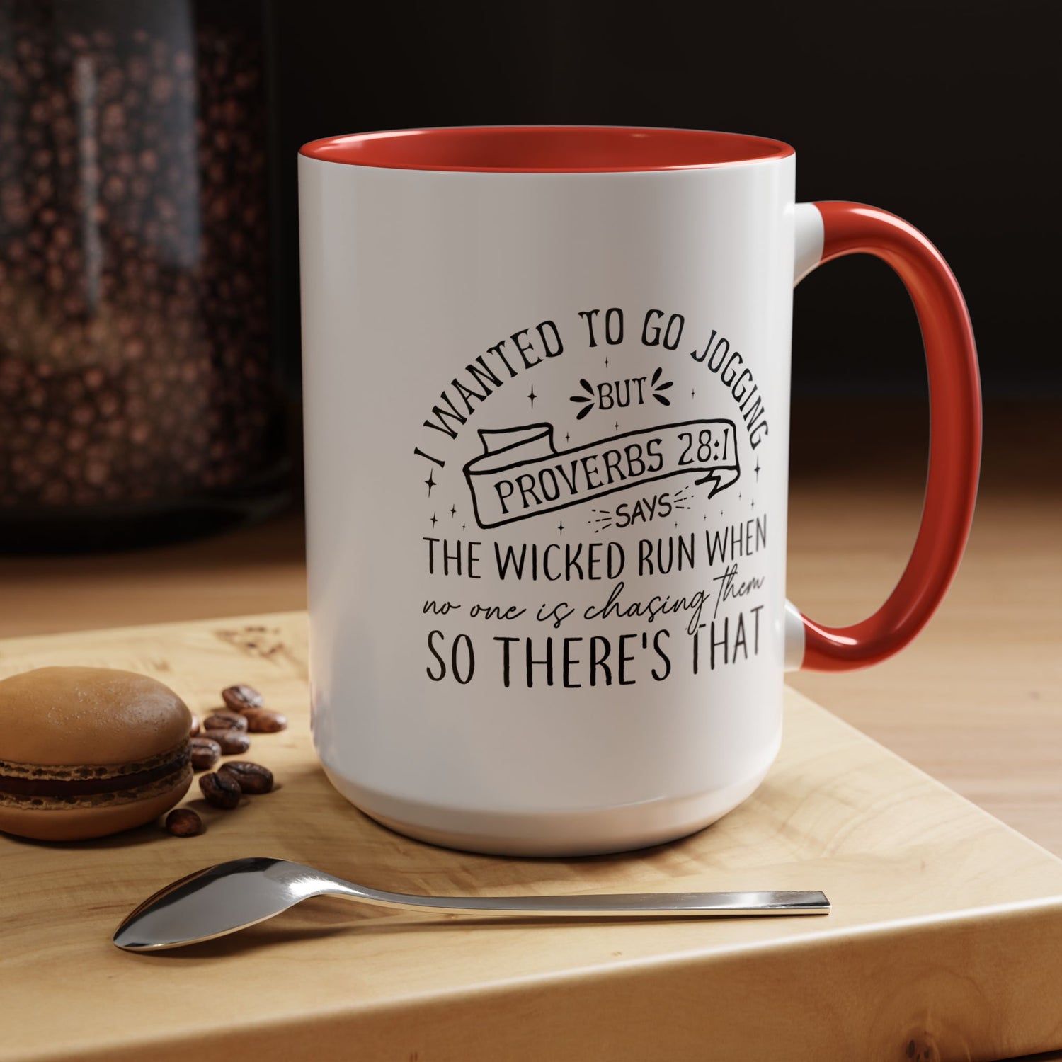 Inspirational Coffee Mug for Christian Joggers, Proverbs 28:1 Quote Mug, Funny Workout Gift, Motivational Drinkware, Exercise Humor