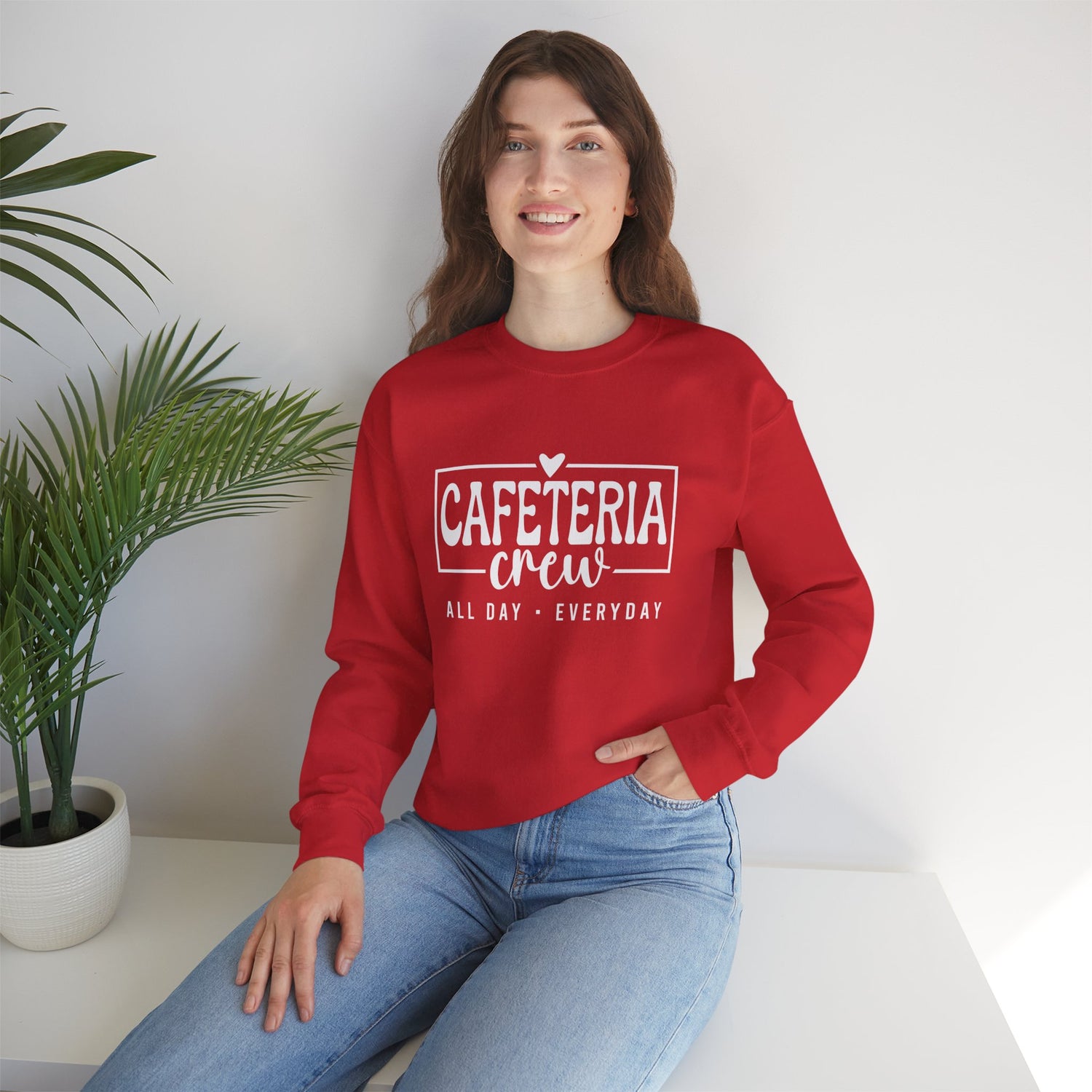 Cafeteria Crew Sweatshirt, Cozy Crewneck, Everyday Style, Gift for Foodies, Casual Wear, School Spirit Apparel
