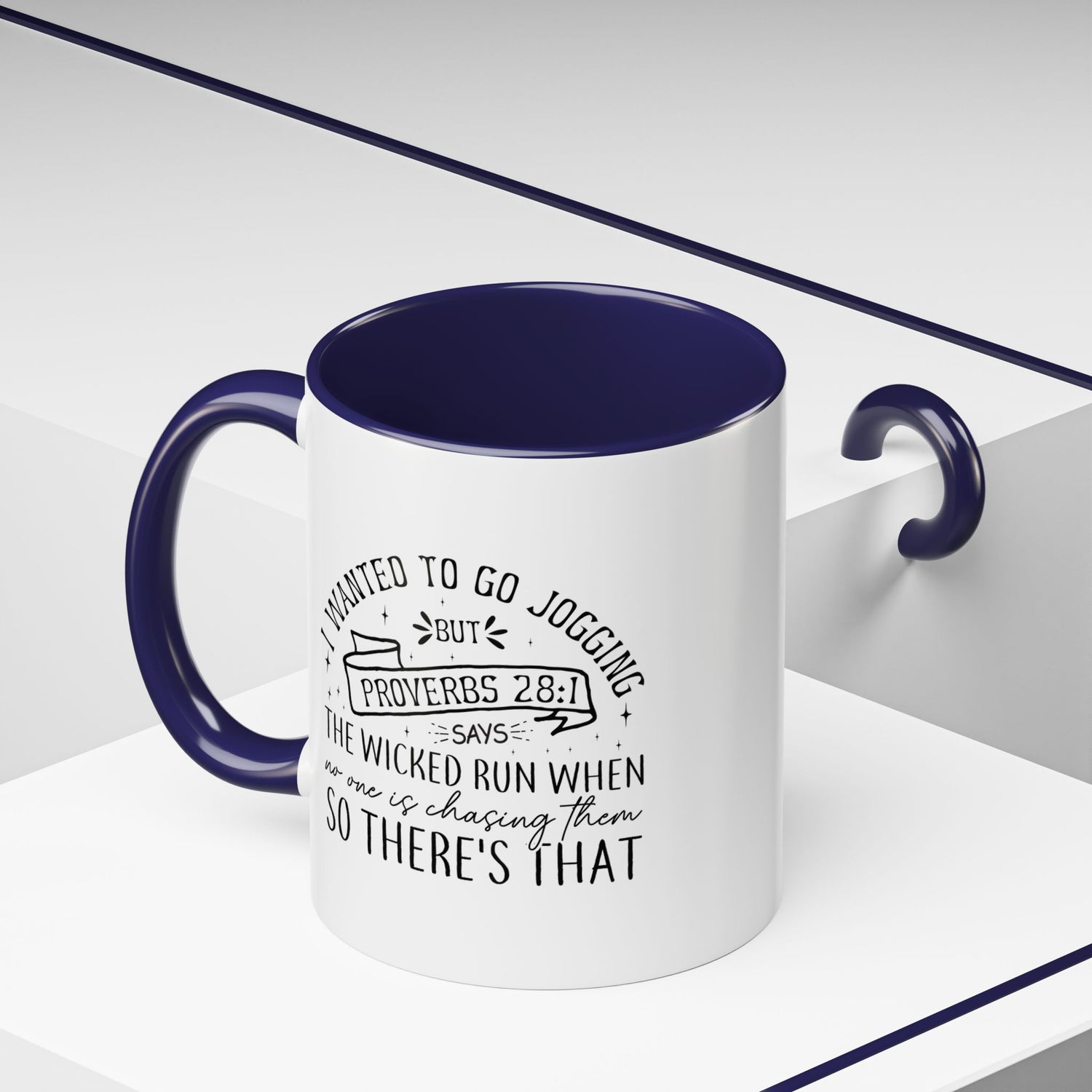 Inspirational Coffee Mug for Christian Joggers, Proverbs 28:1 Quote Mug, Funny Workout Gift, Motivational Drinkware, Exercise Humor