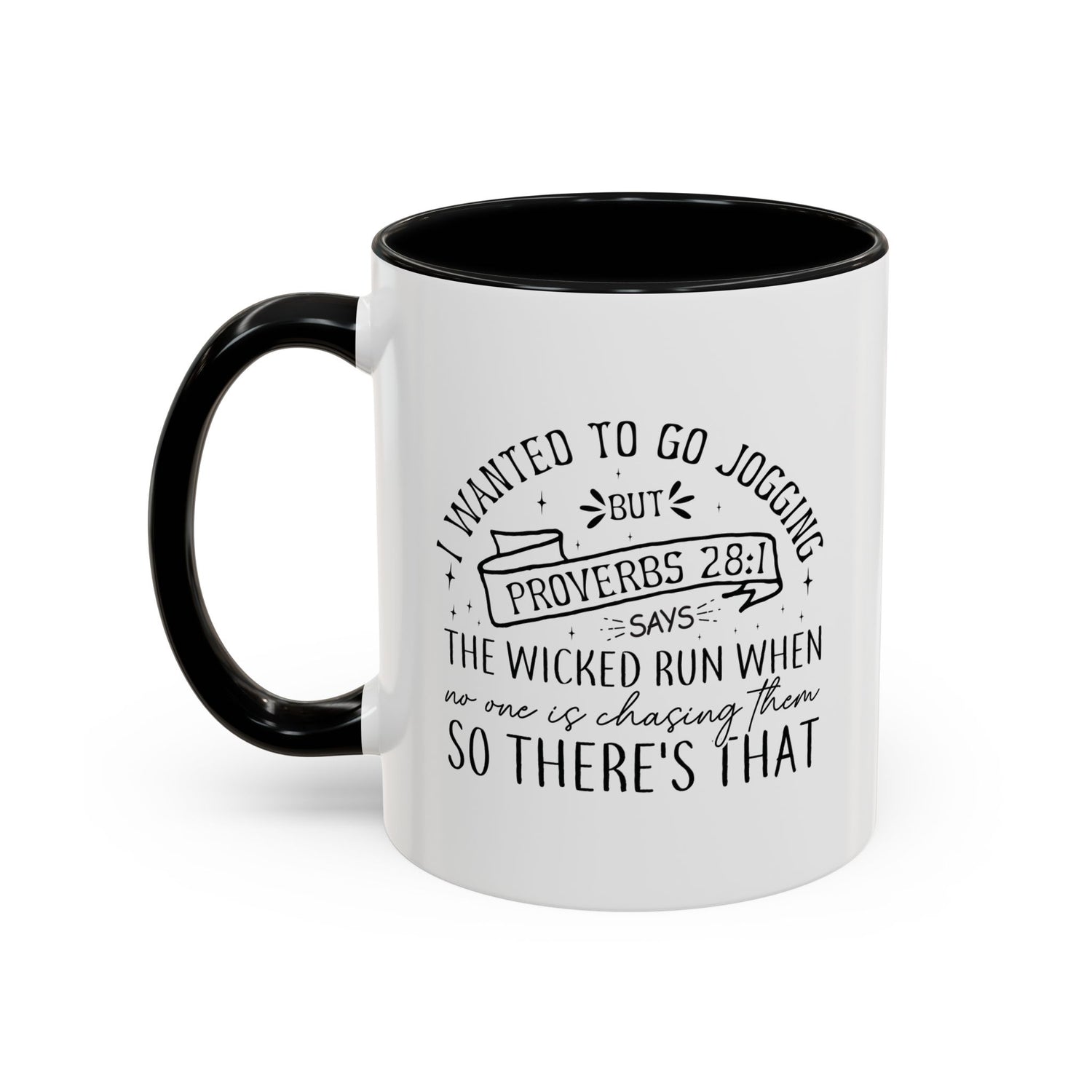 Inspirational Coffee Mug for Christian Joggers, Proverbs 28:1 Quote Mug, Funny Workout Gift, Motivational Drinkware, Exercise Humor