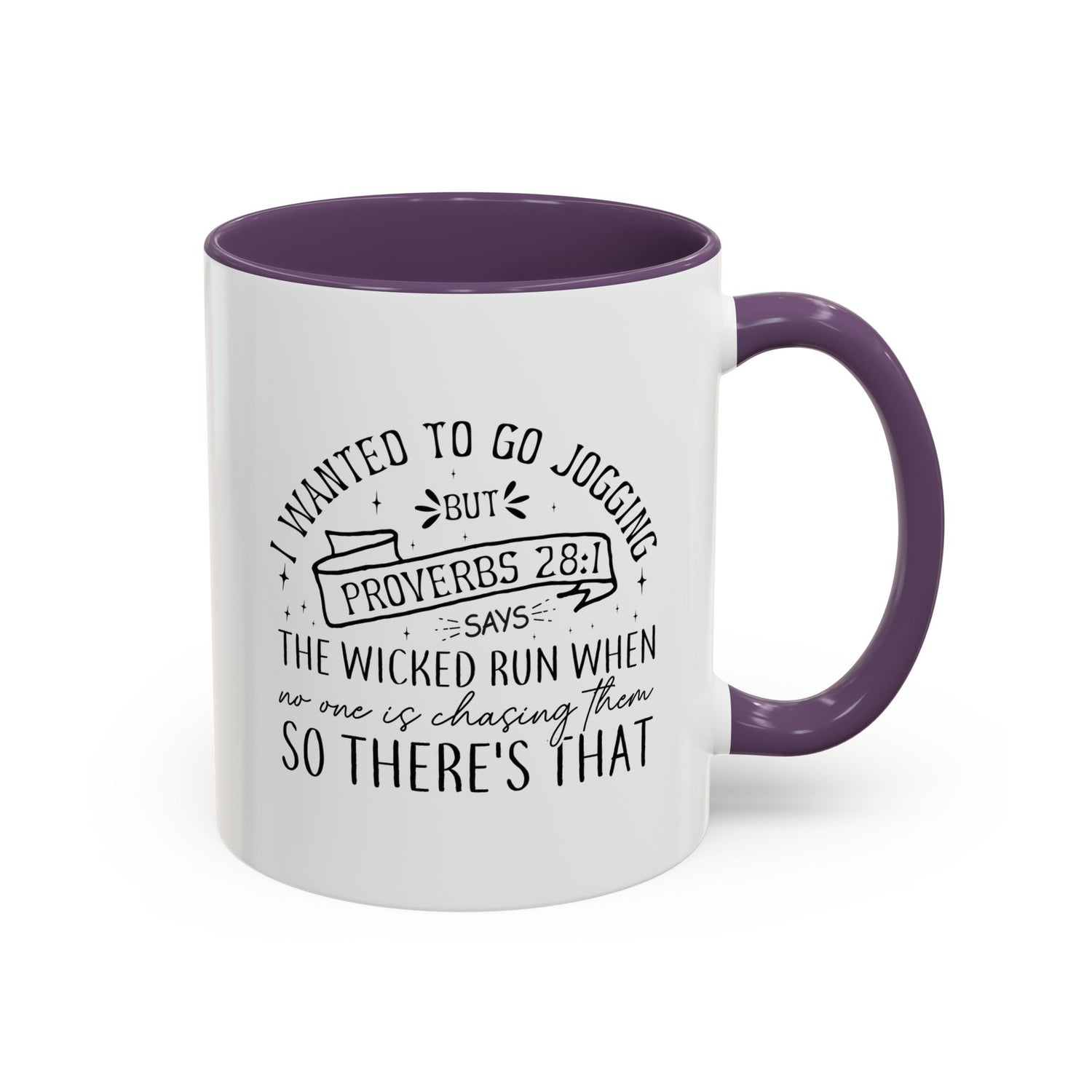 Inspirational Coffee Mug for Christian Joggers, Proverbs 28:1 Quote Mug, Funny Workout Gift, Motivational Drinkware, Exercise Humor