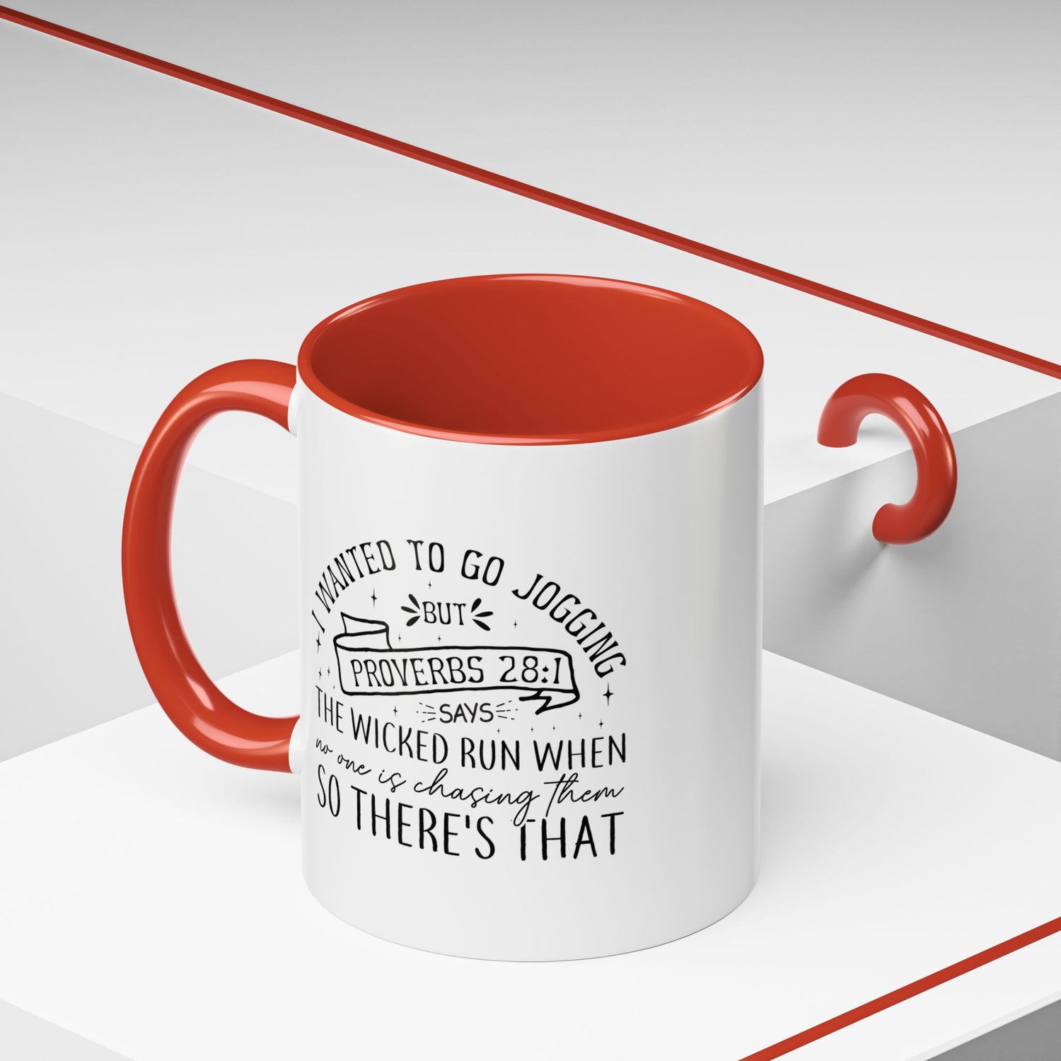 Inspirational Coffee Mug for Christian Joggers, Proverbs 28:1 Quote Mug, Funny Workout Gift, Motivational Drinkware, Exercise Humor