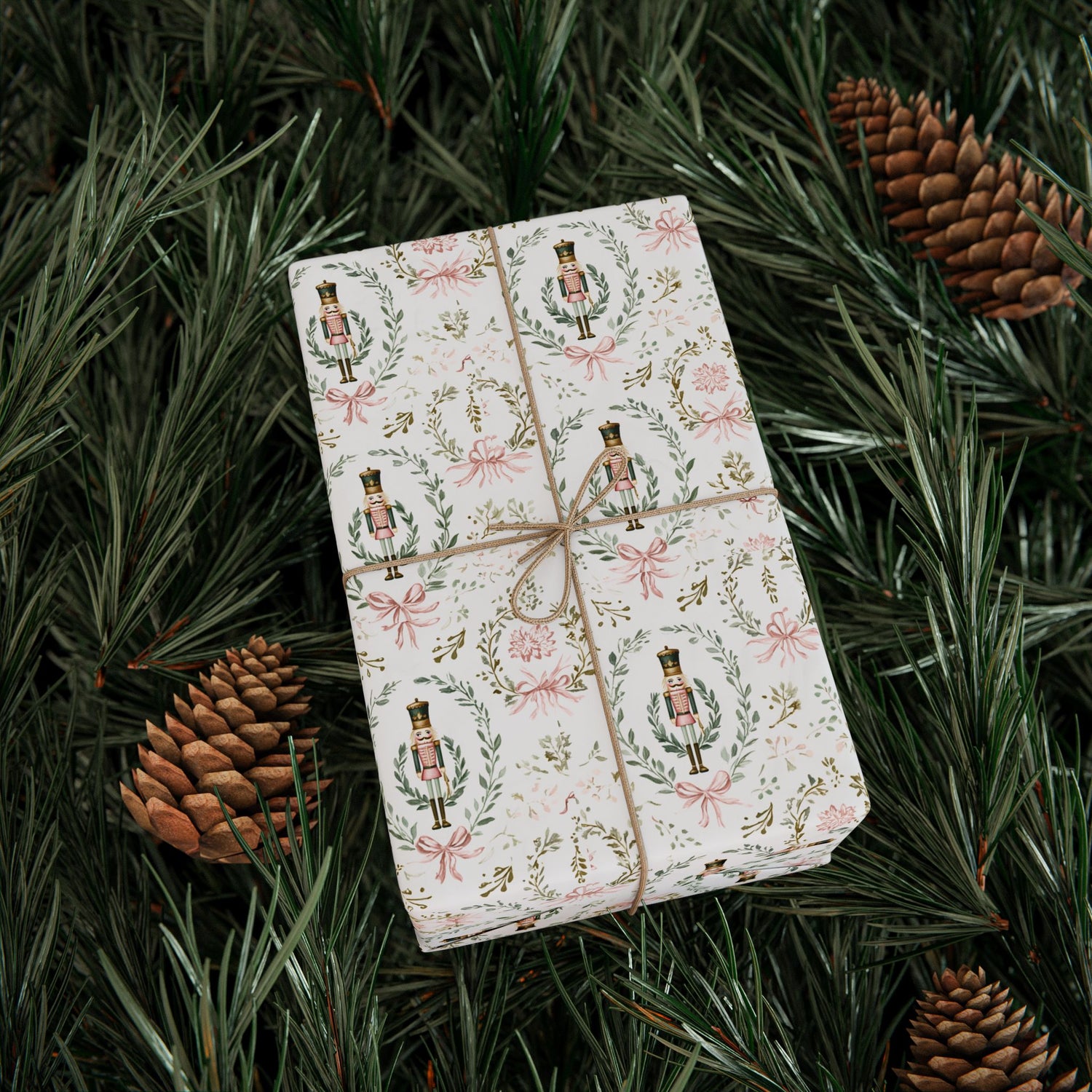 Premium Wrapping Paper - Elegant Floral Nutcracker