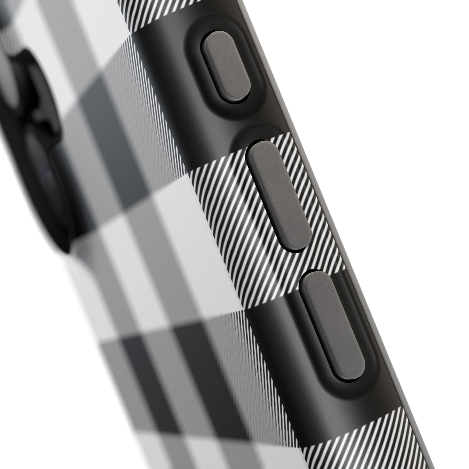 Impact-Resistant Phone Case Black White Buffalo Plaid, iPhone, Samsung