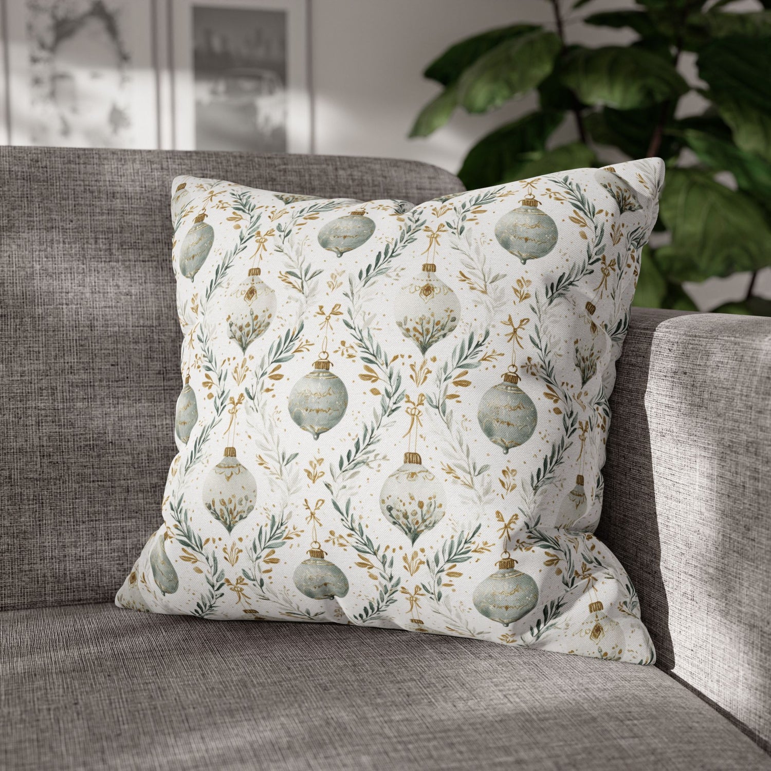Elegant Holiday Ornament Throw Pillow Covers